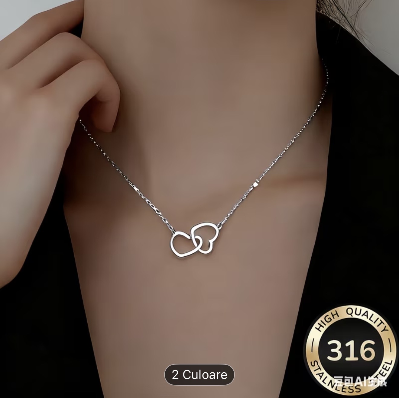 Colier cu două inimioare