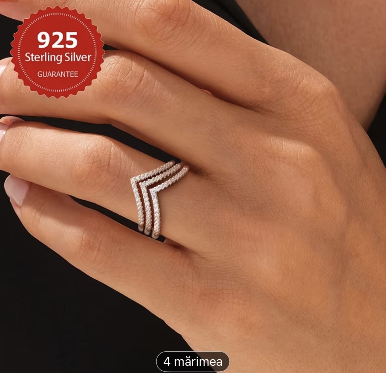 Inel din argint 925 în formă de V