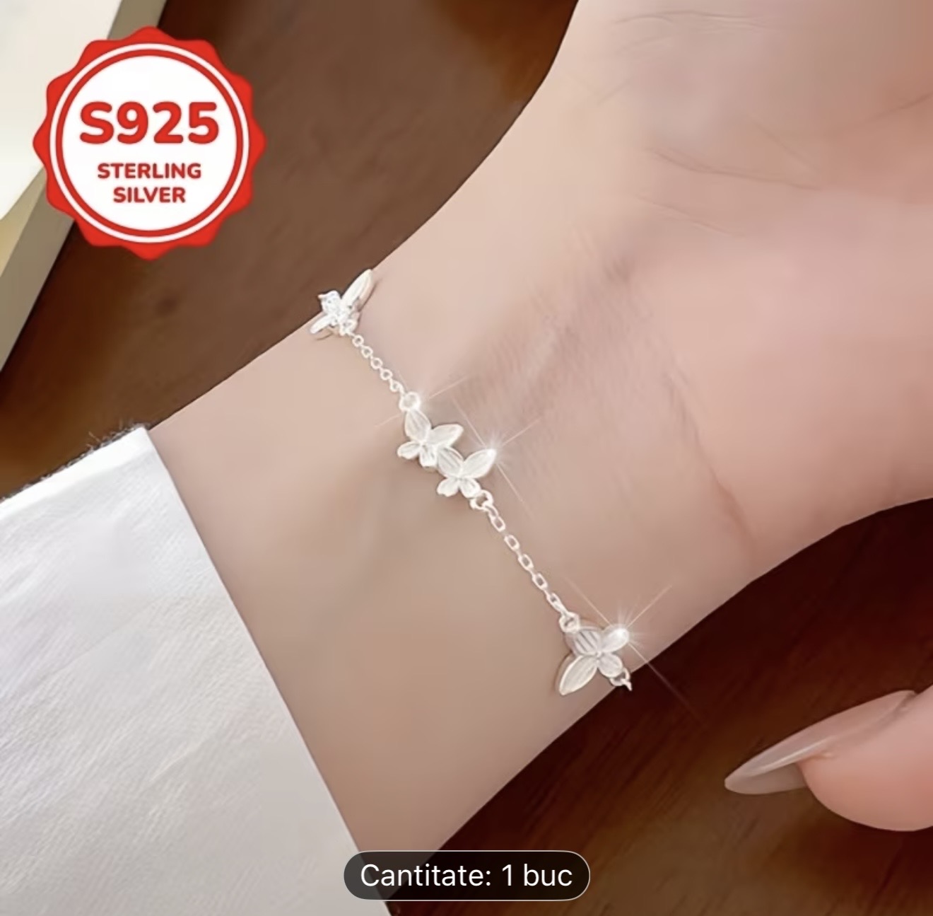 Brățară cu flori din argint sterlin S925