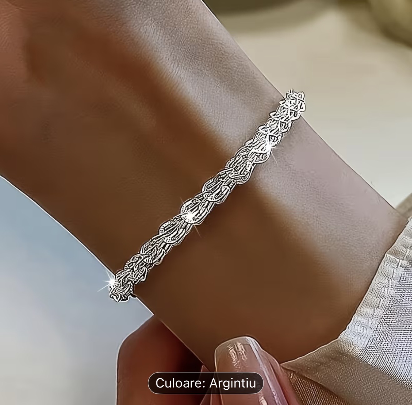 Brățară elegantă cu lanț din frânghie de argint