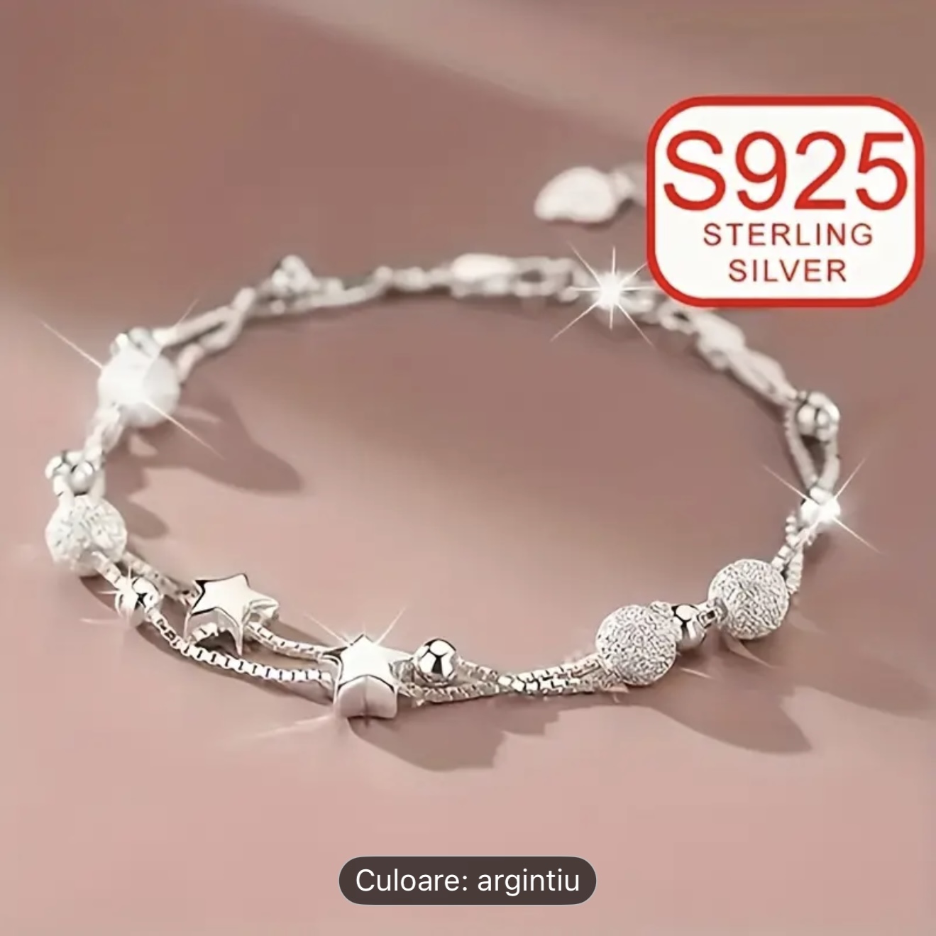 Brățară din argint cu bilute si stelute