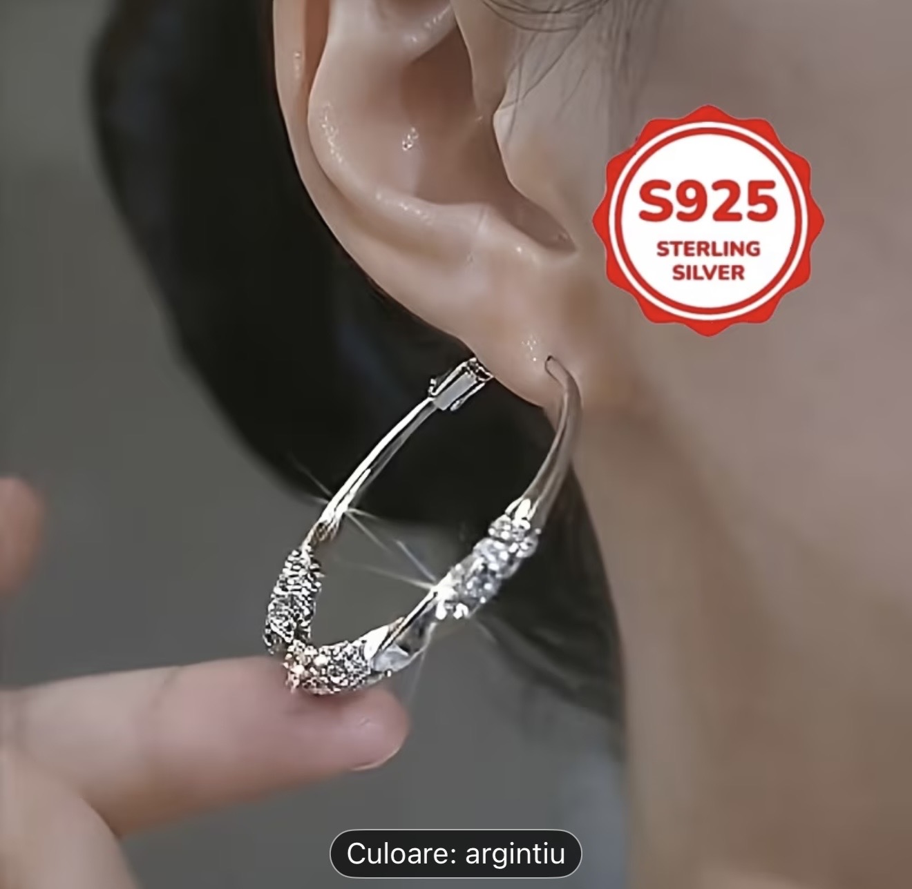 Cercei cu cerc din argint