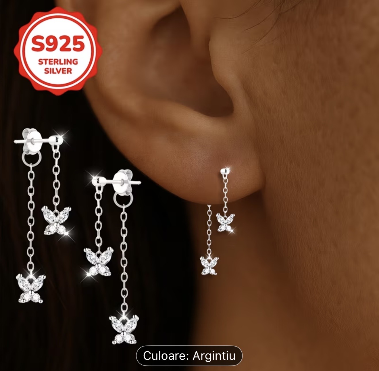 Cercei Fluture din Argint Sterling