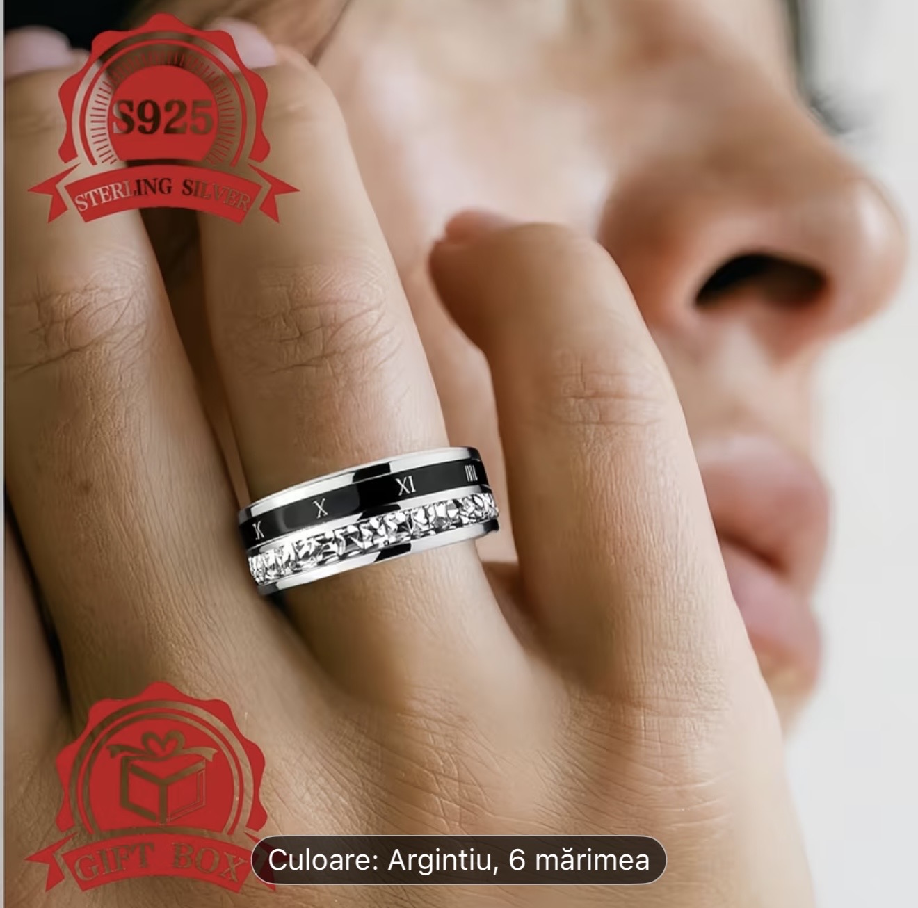 Inel de argint cu cifre romane