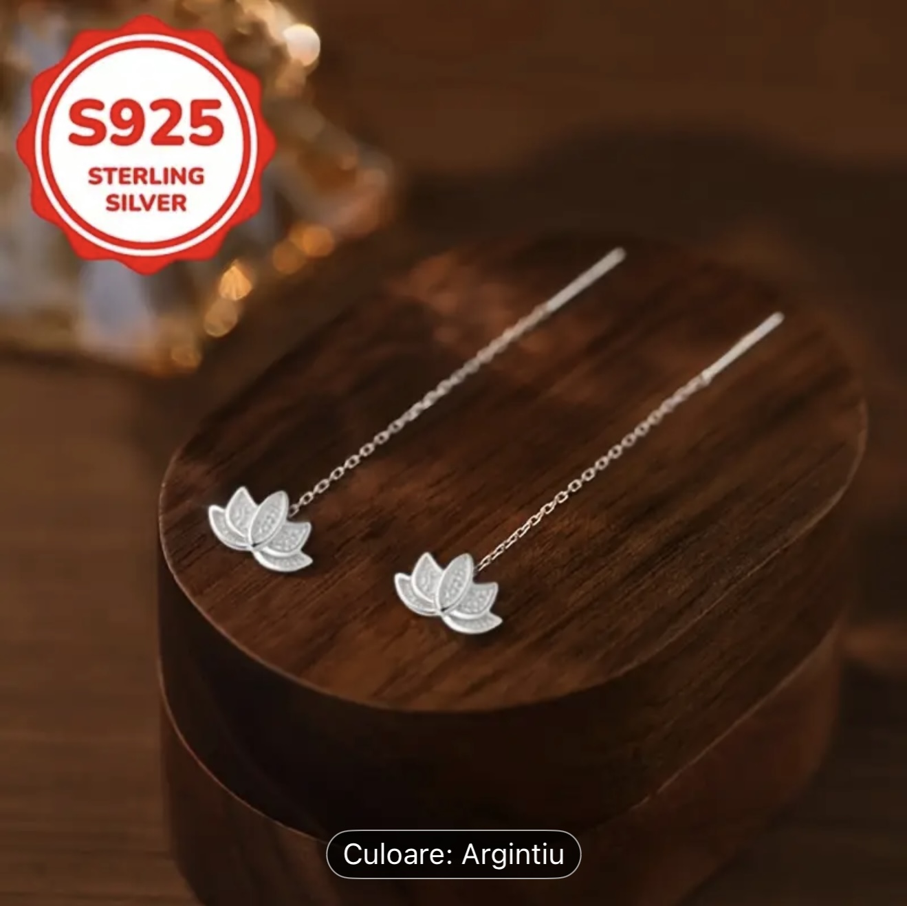 Cercei din argint cu flori de lotus