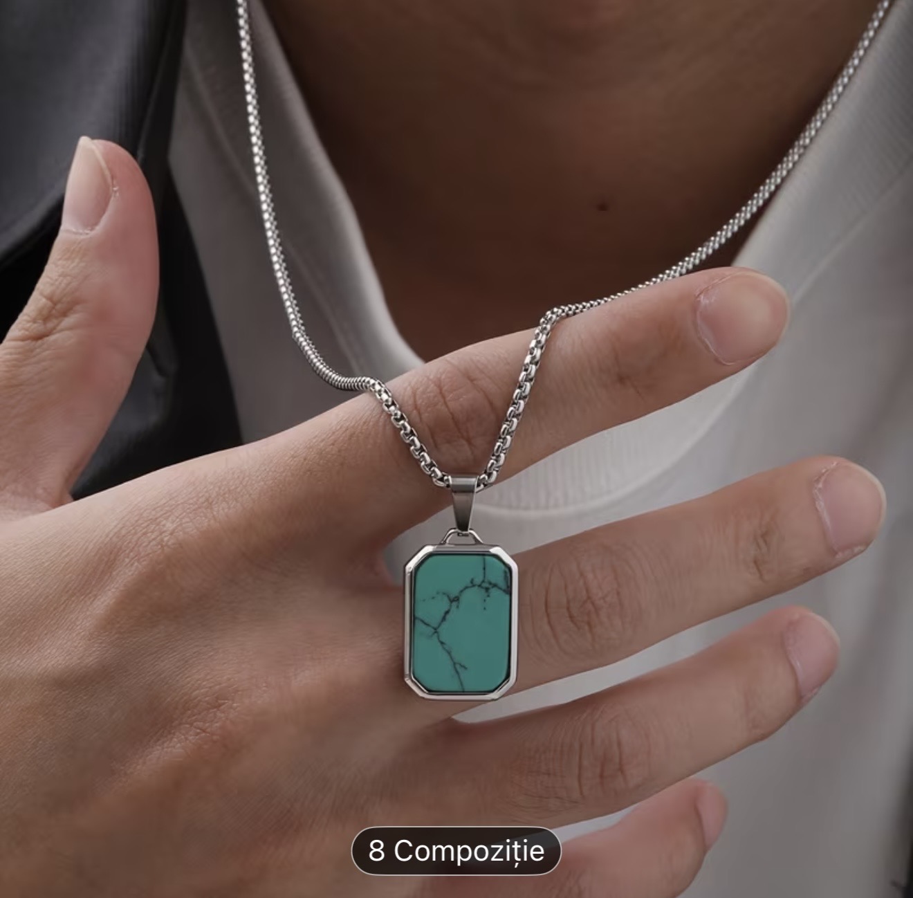 Colier cu pandantiv din piatră cyan