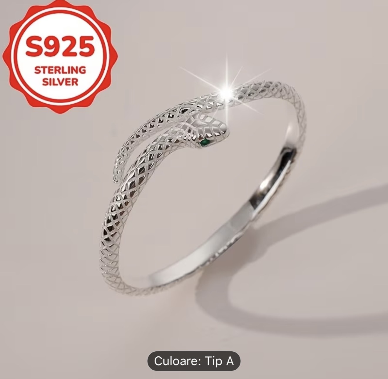 Brățară din argint sterlin S925 cu șarpe