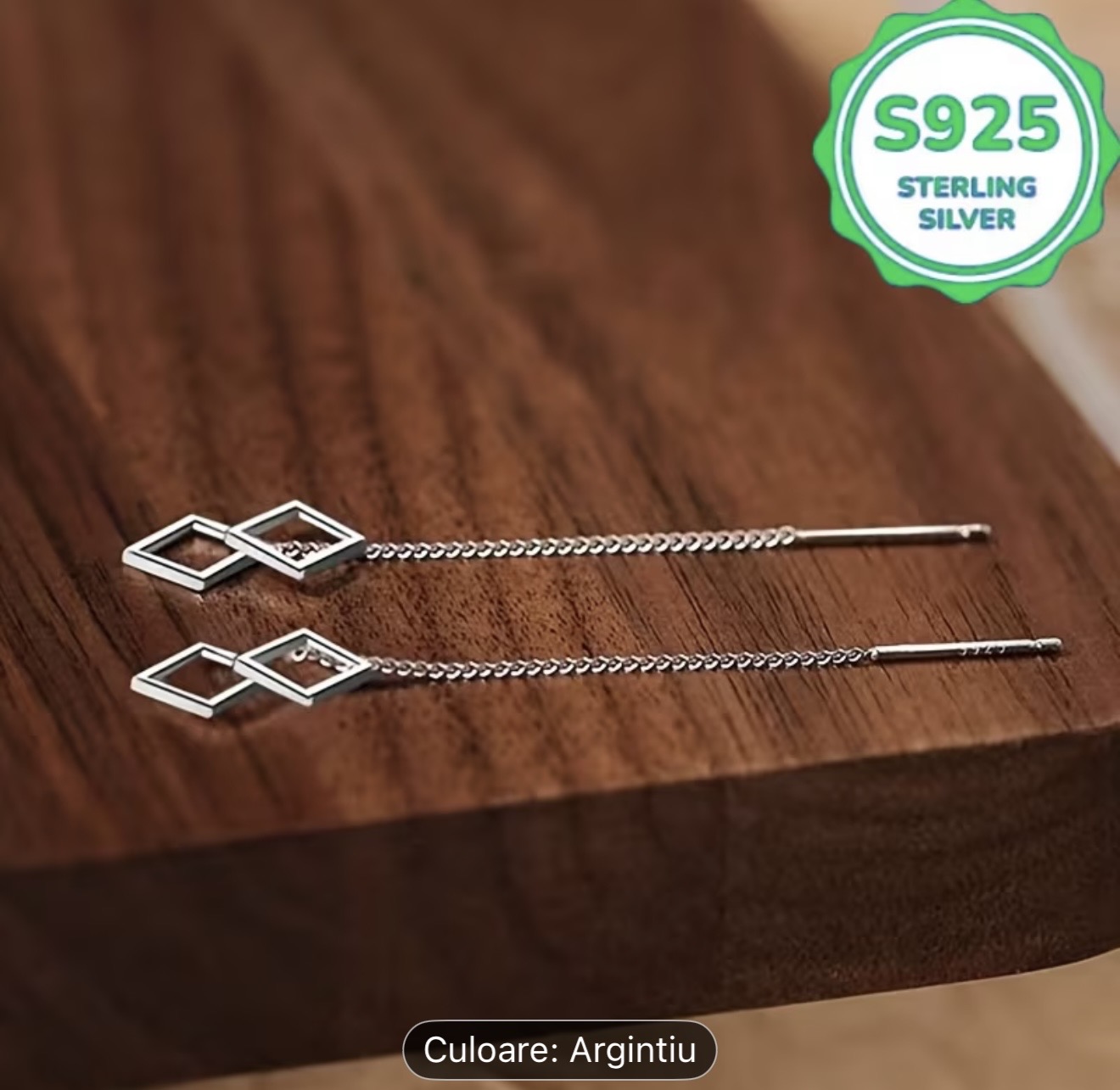 Cercei geometrici din argint sterling