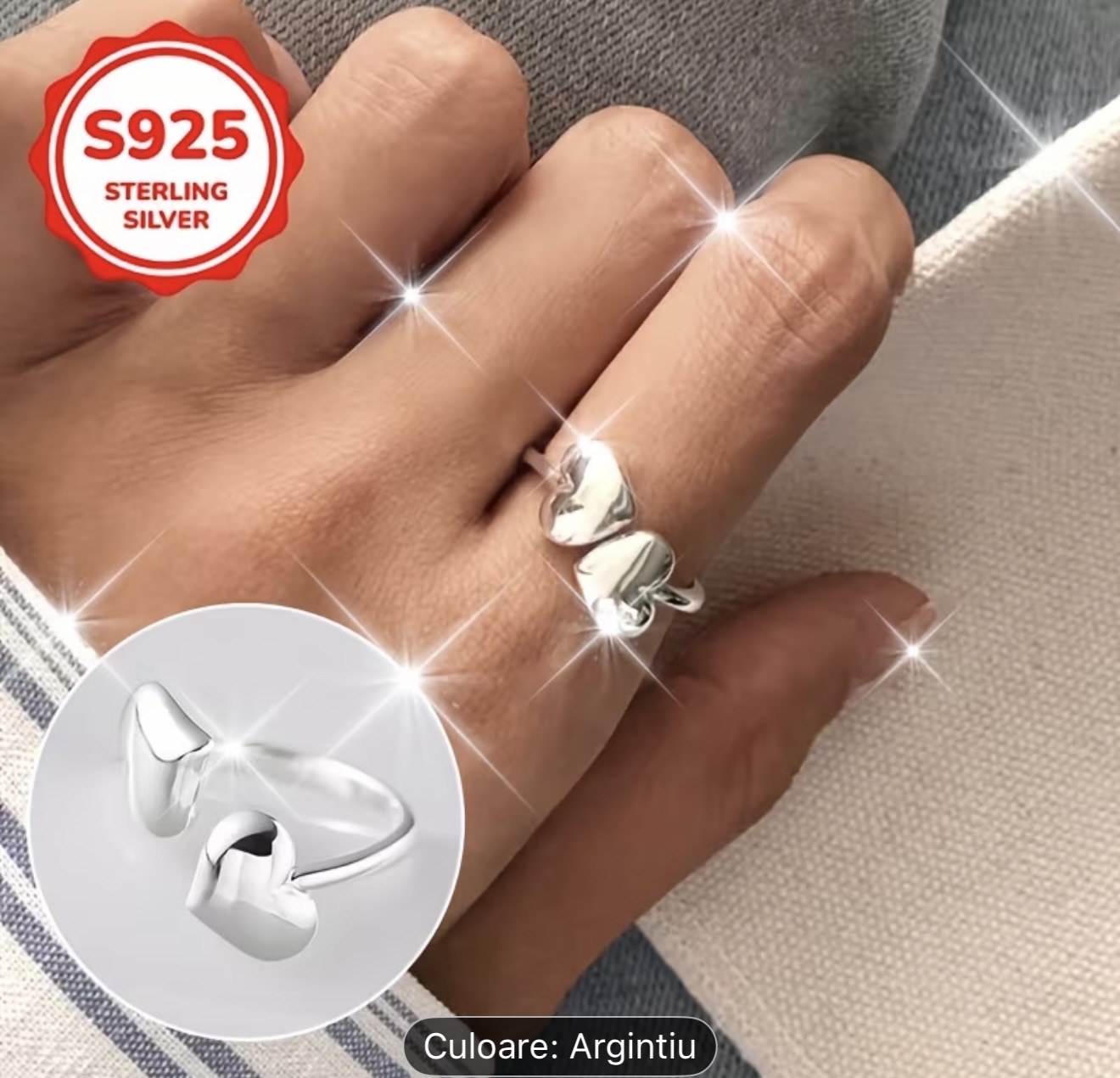 Inel cu inimă din argint 925