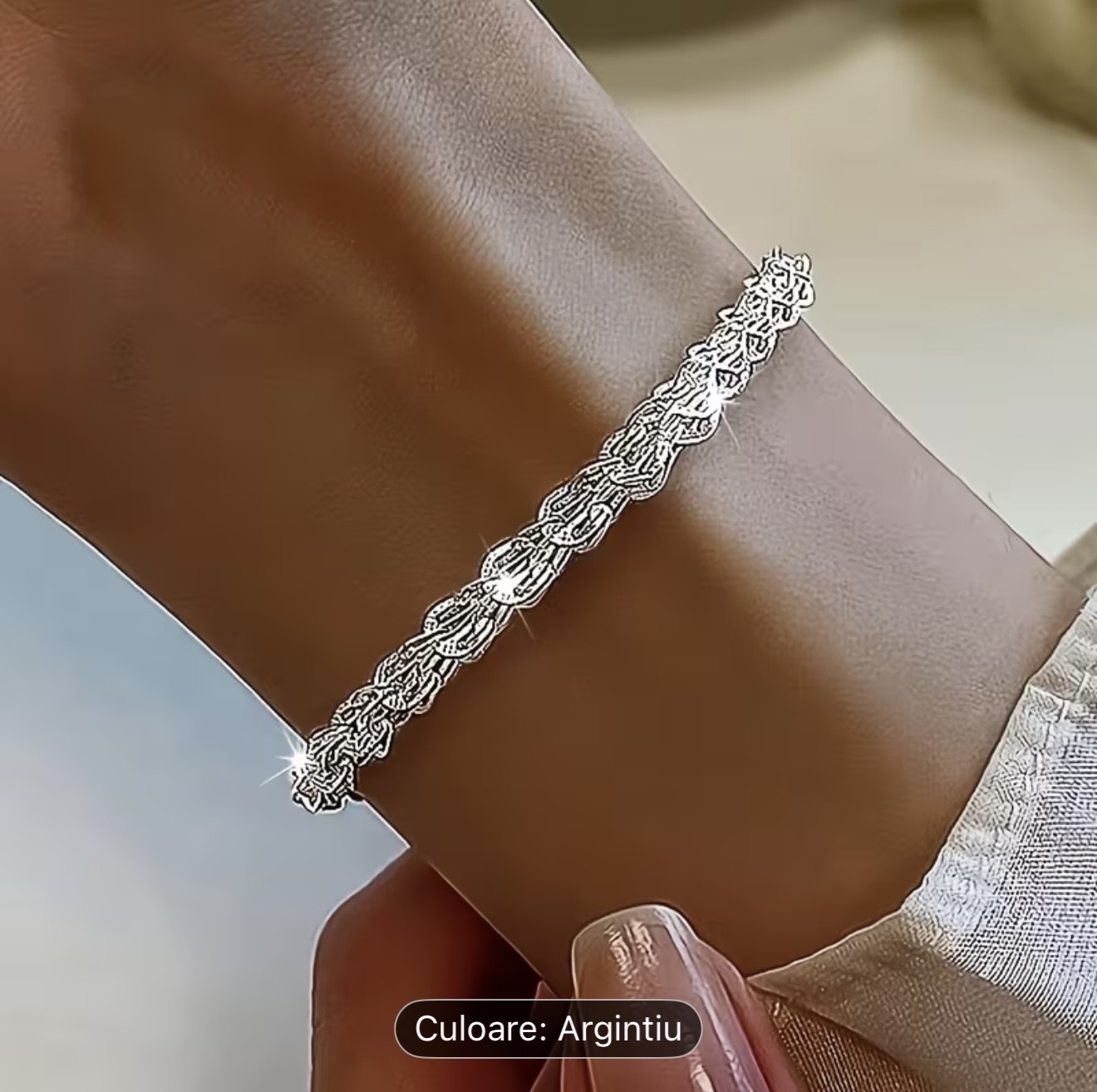 Brățară elegantă cu lanț din frânghie de argint