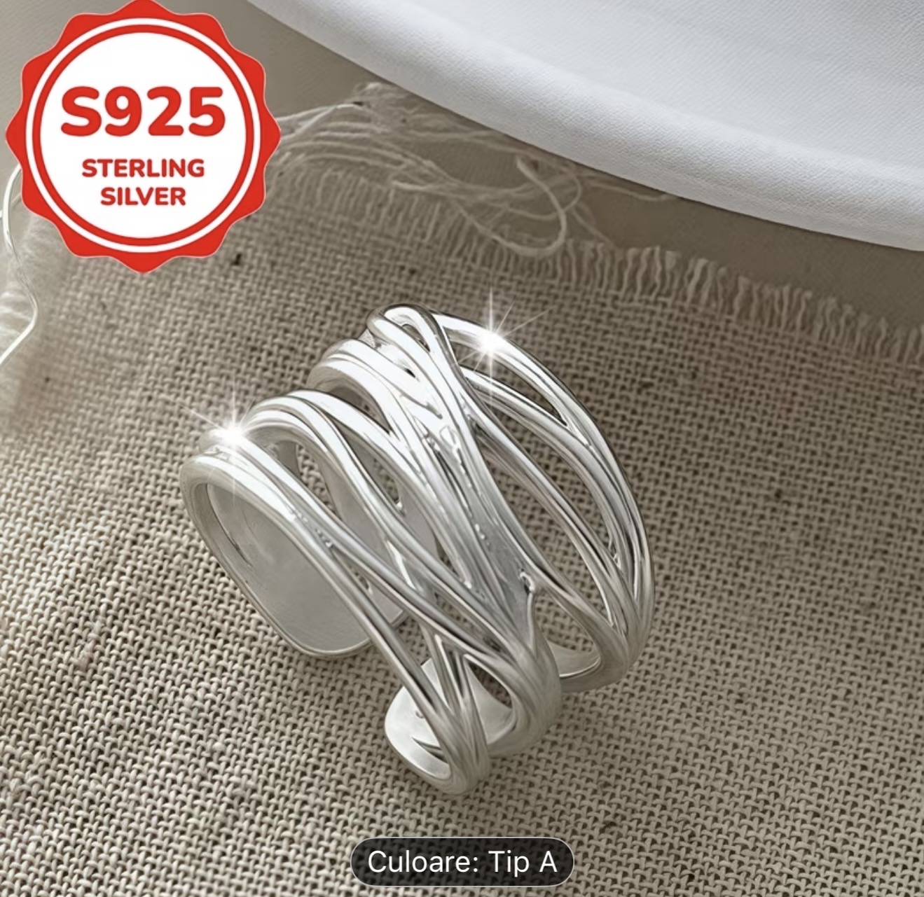 Inel stivuit din argint sterlin S925
