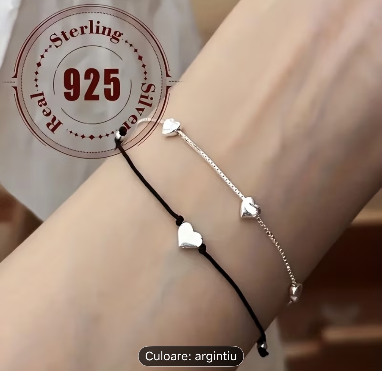 Brățări din argint sterlin cu inimă