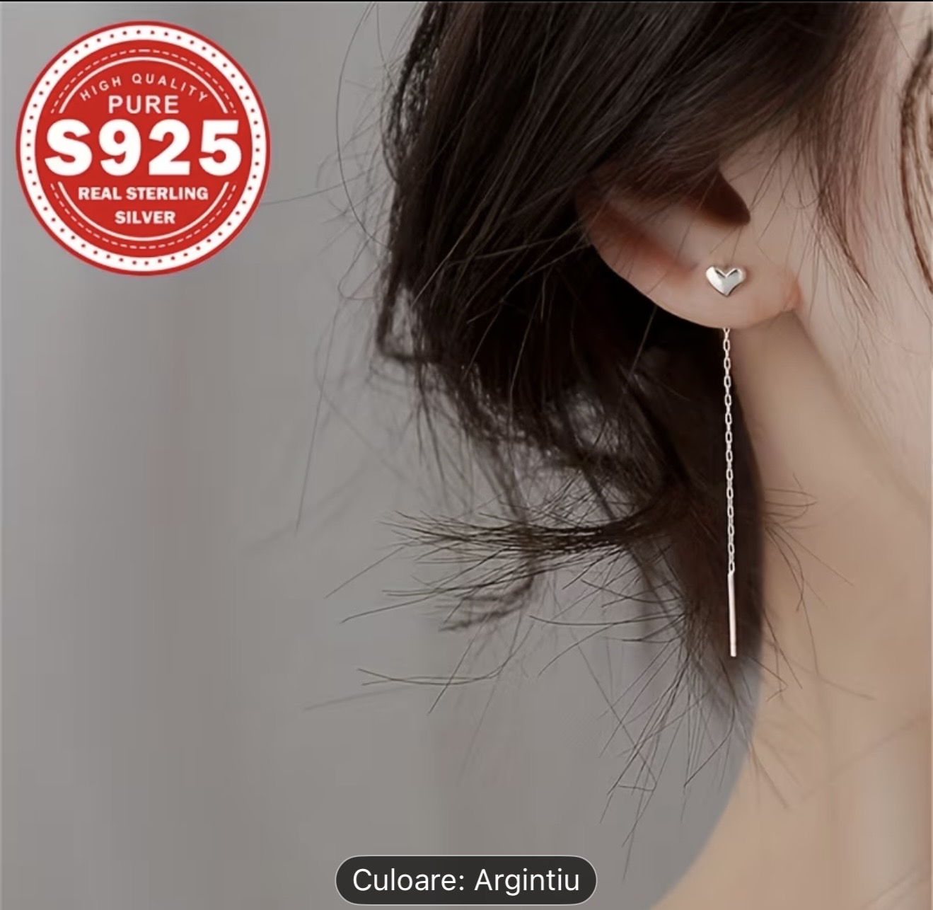 Cercei cu inimă din argint 925