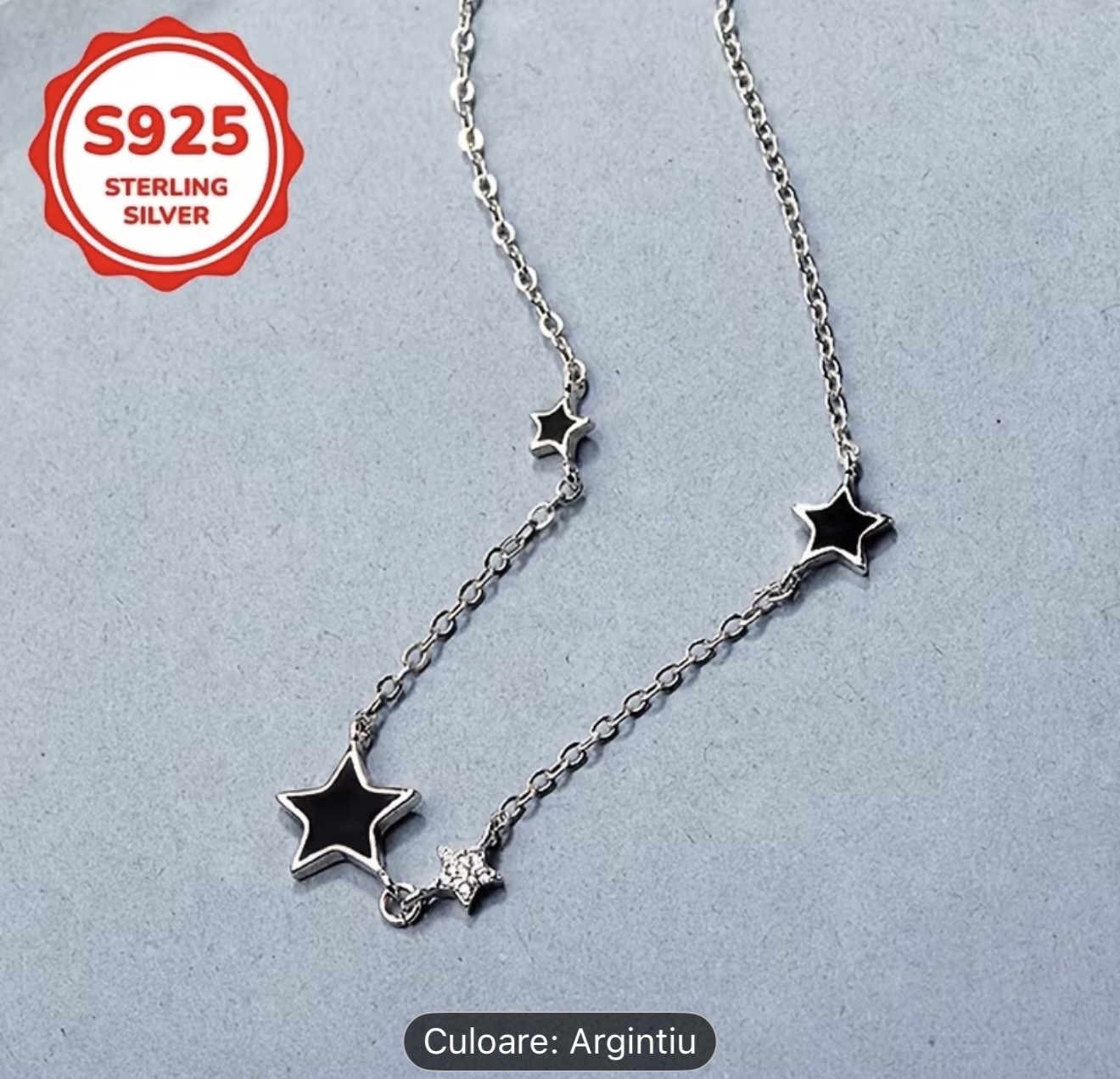 Colier din argint 925 cu stea neagră