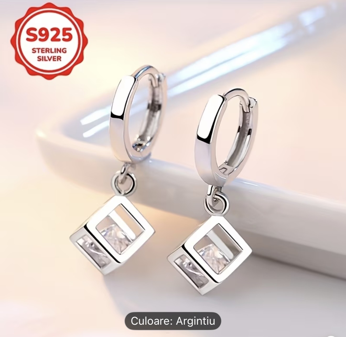 Cercei geometrici din argint 925