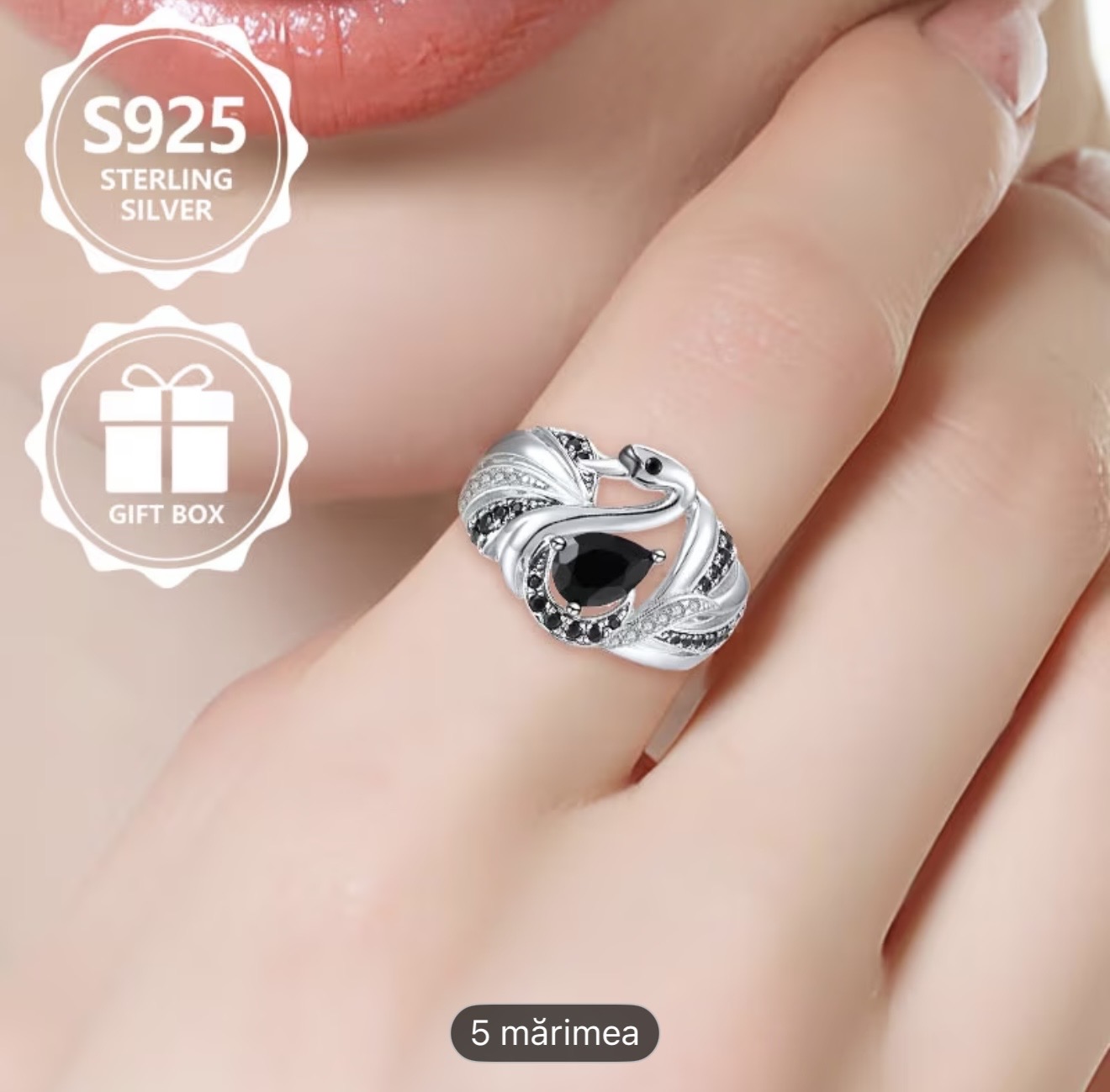 Inel de argint Sterling Swan