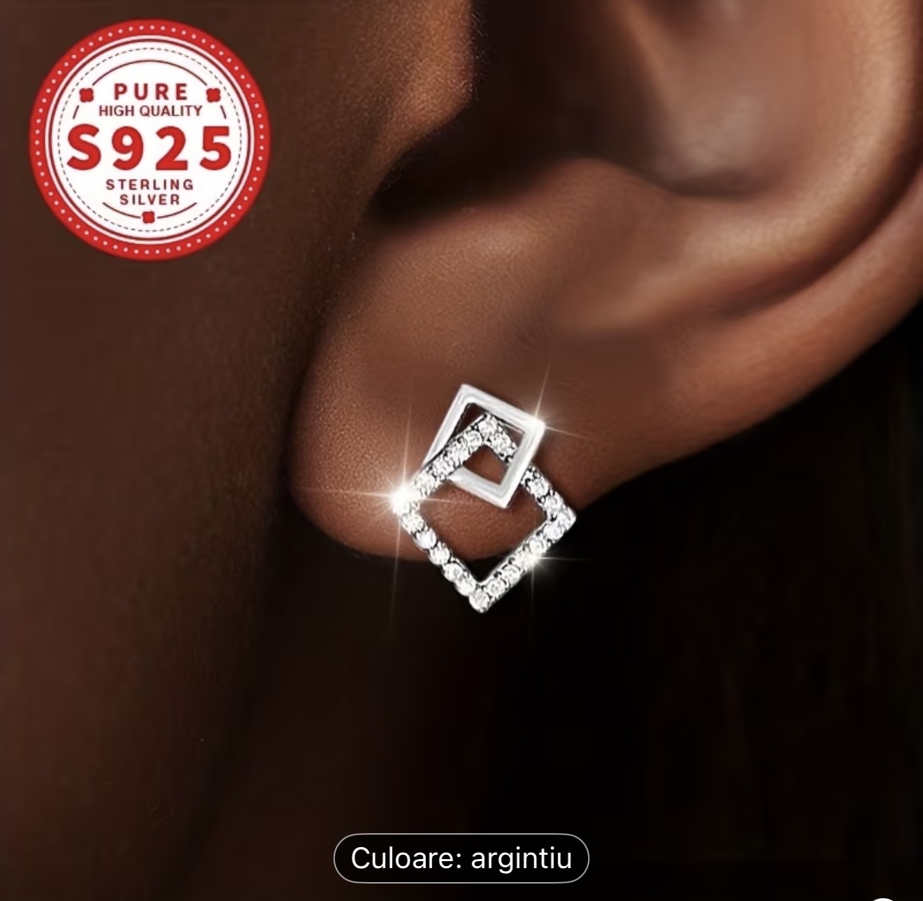 Cercei geometrici din argint sterling