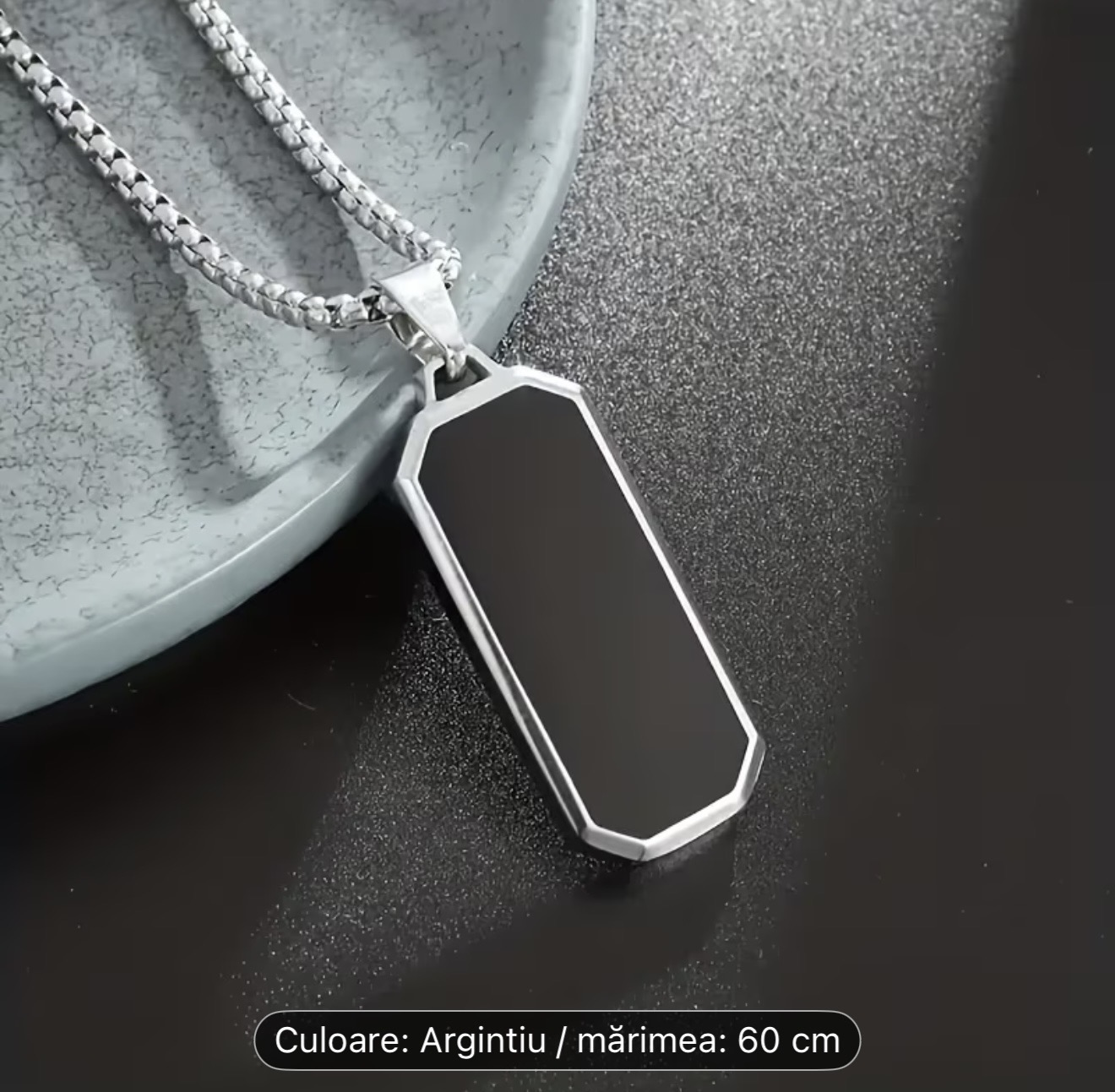 Colier cu pandantiv dreptunghiular din argint