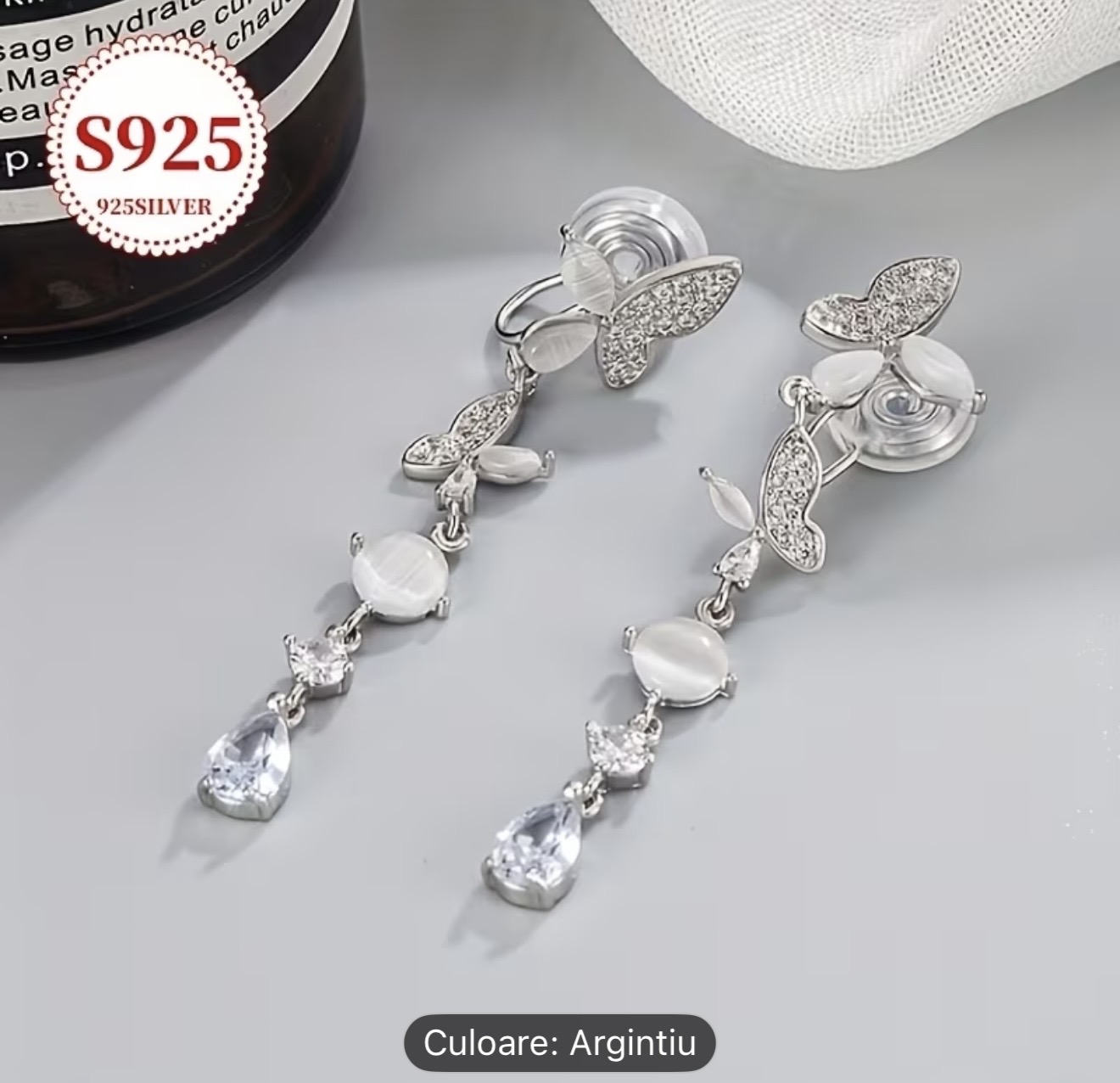 Cercei eleganți din argint 925 cu fluturi