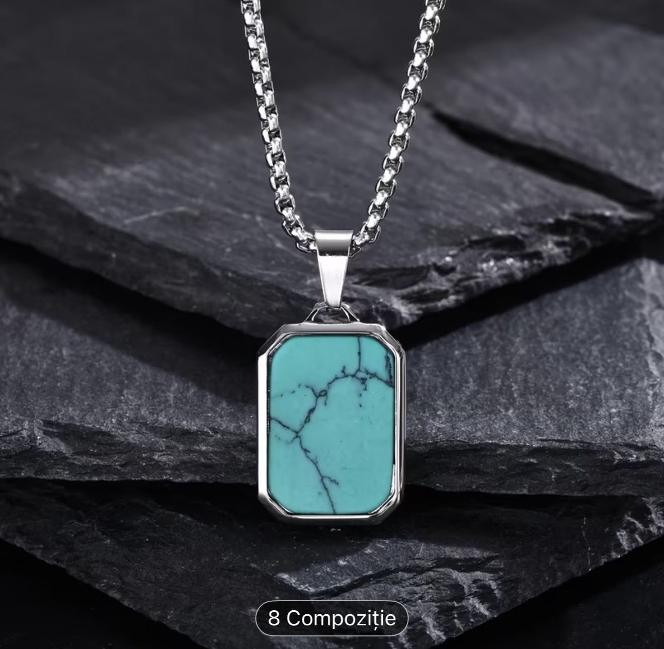 Colier cu pandantiv din piatră cyan