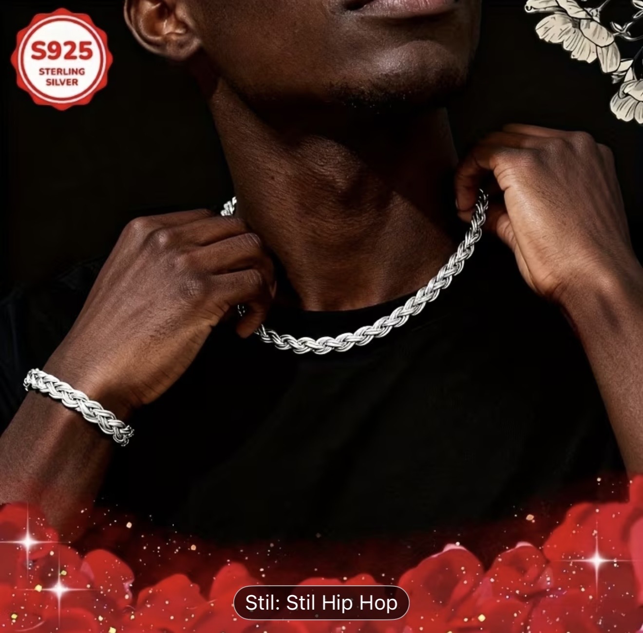 Colier și brățară din argint 925 cu frânghie