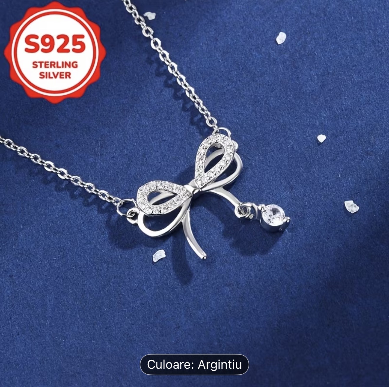 Colier cu fundă din argint 