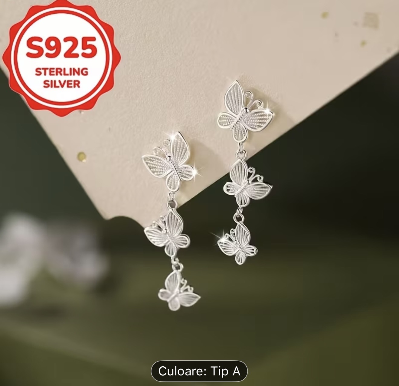 Cercei Fluture din Argint Sterling