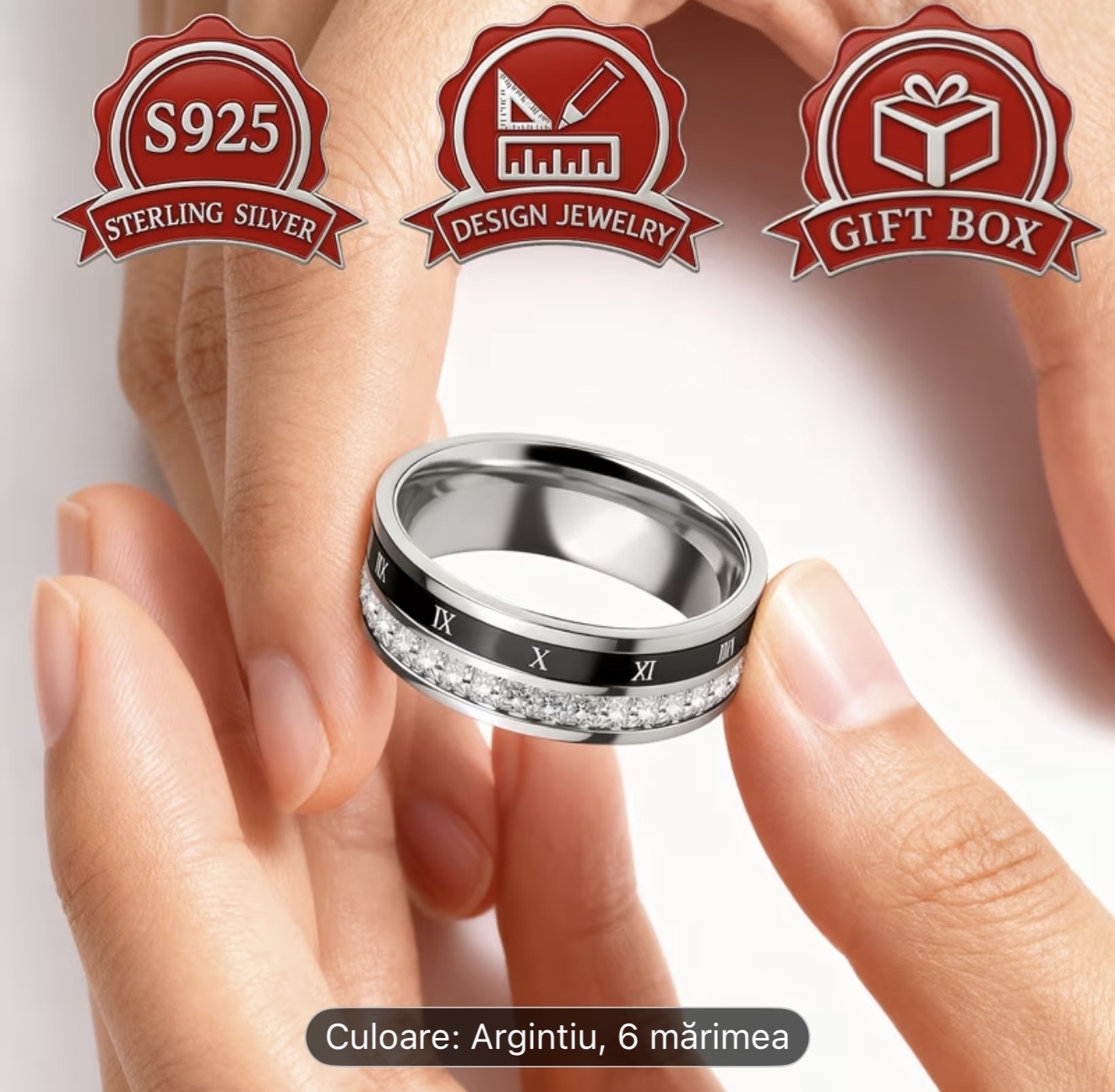 Inel de argint cu cifre romane