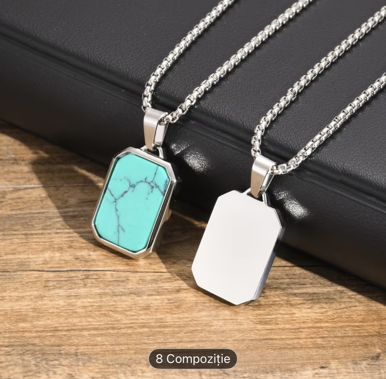 Colier cu pandantiv din piatră cyan