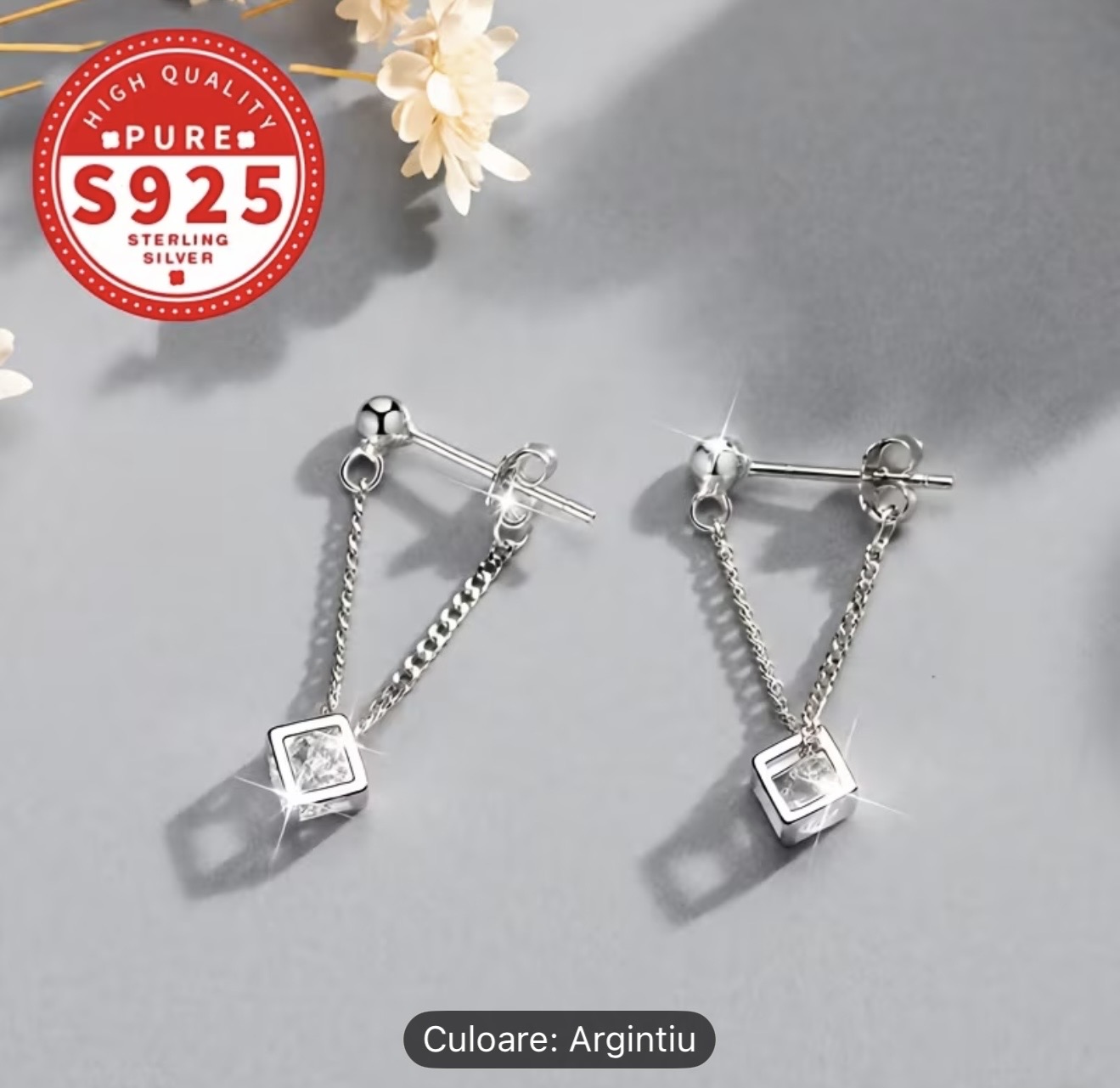 Cercei geometrici din argint