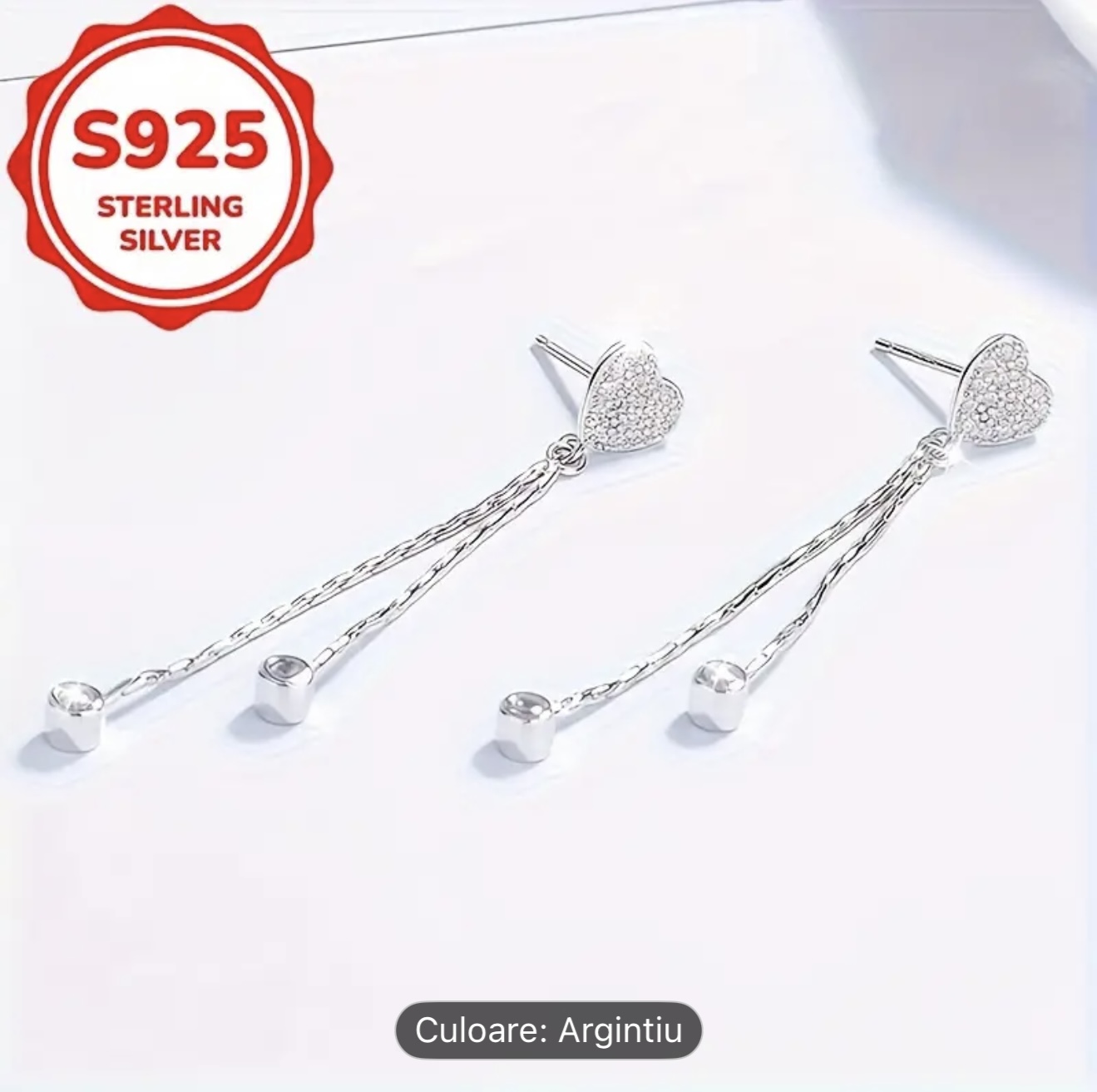 Cercei din argint sterlin în formă de inimă