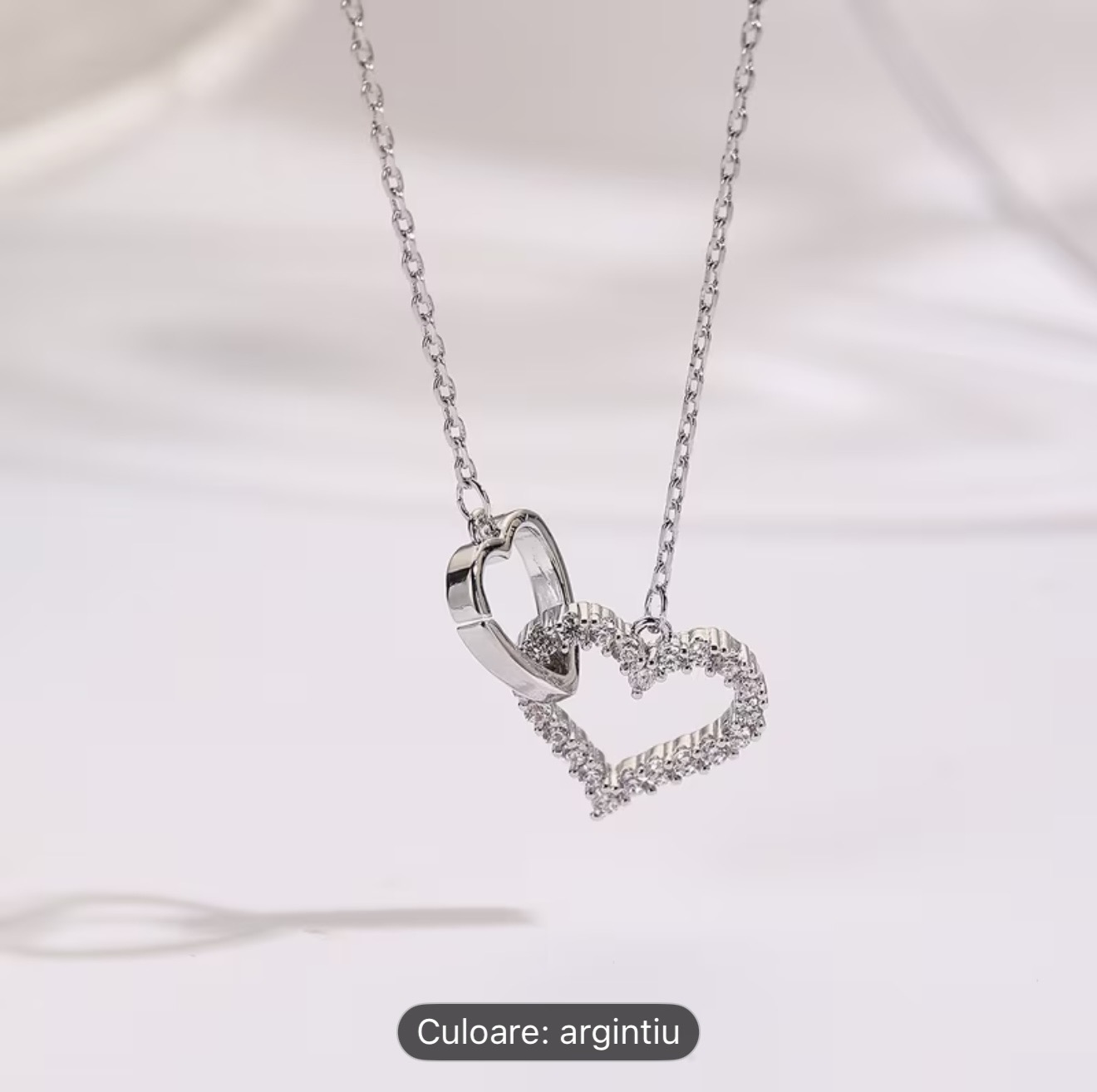 Colier elegant cu pandantiv două inimi