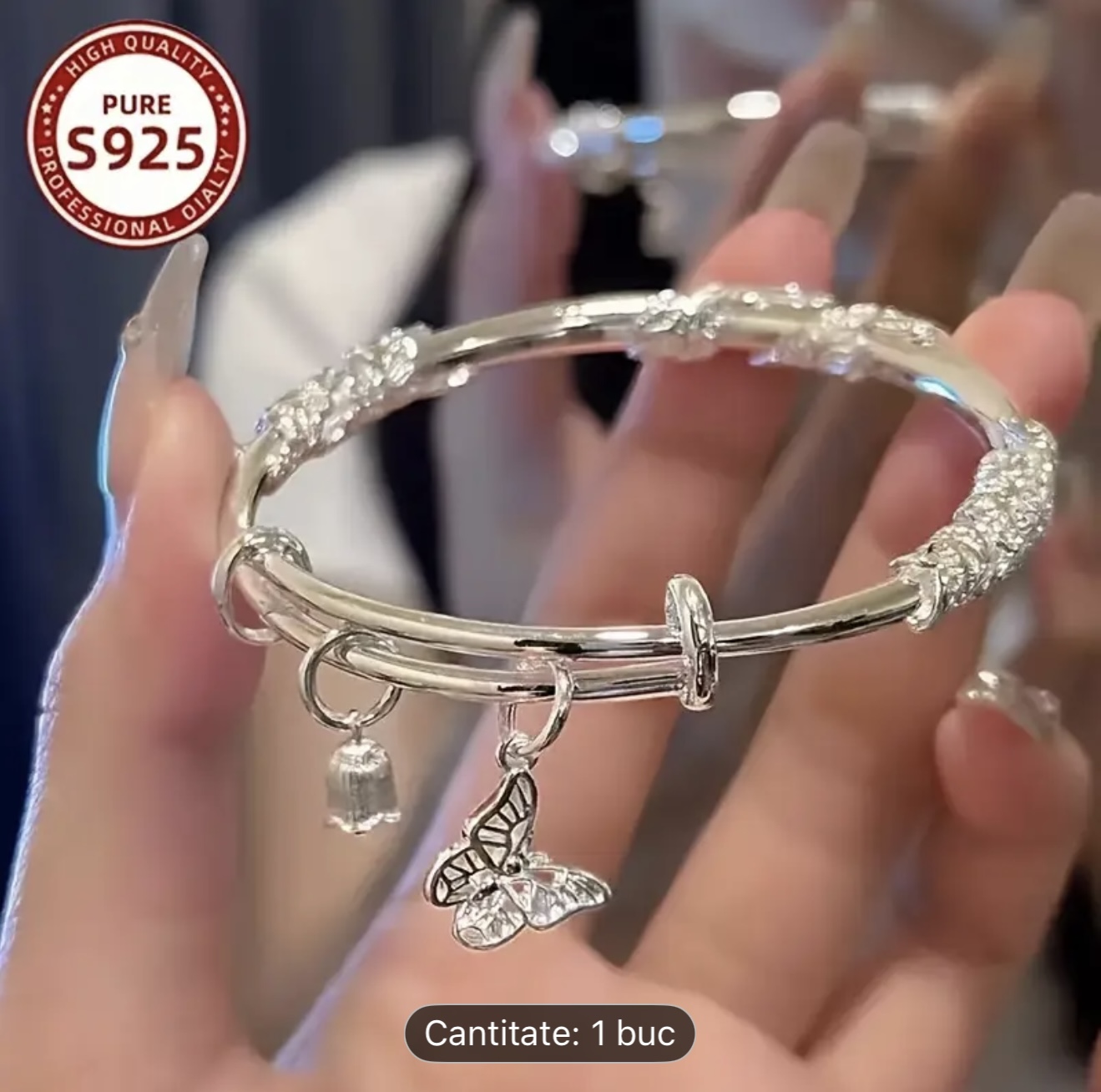 Brățară gravată din argint