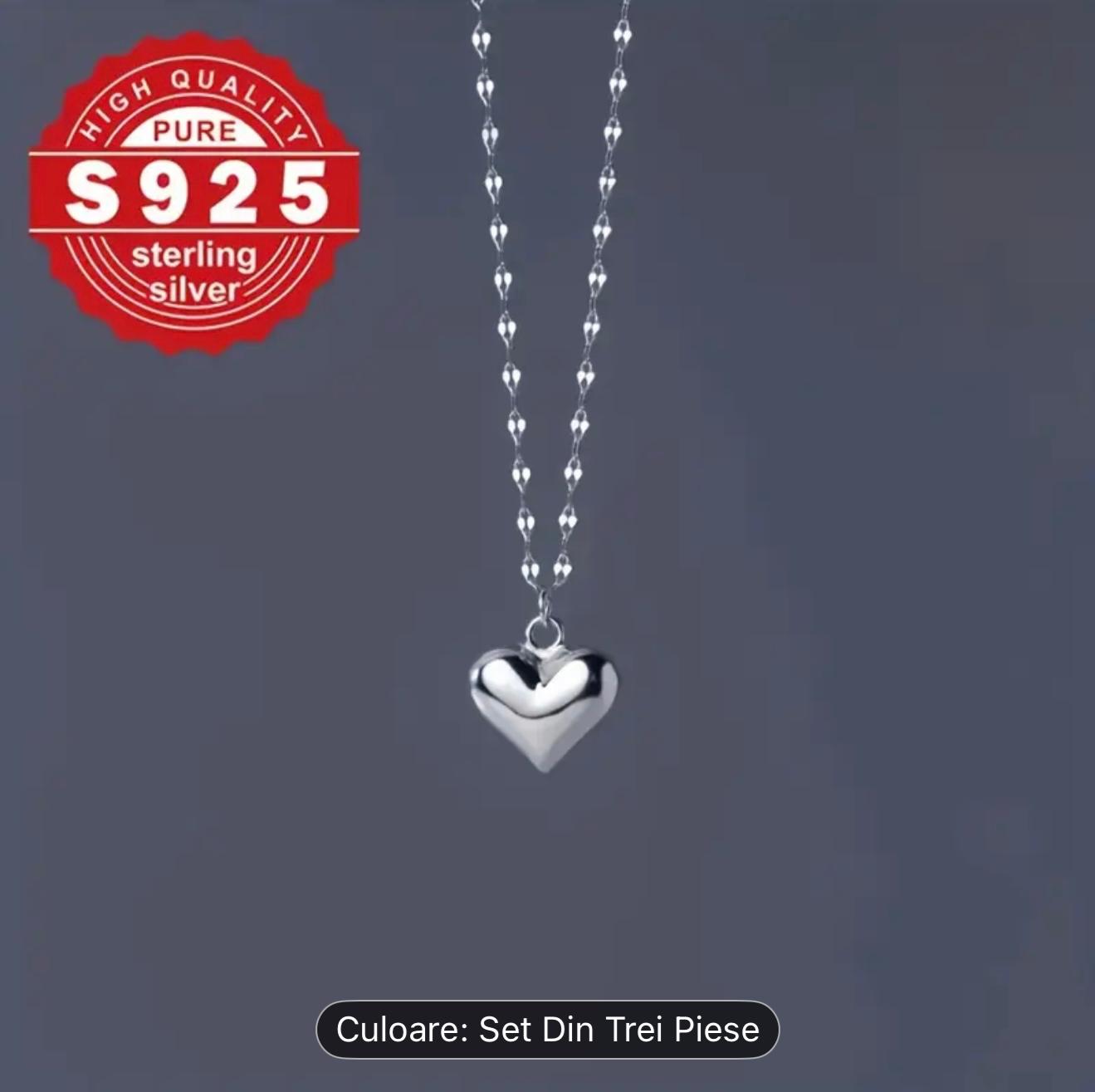 Set de colier din argint cu trei straturi