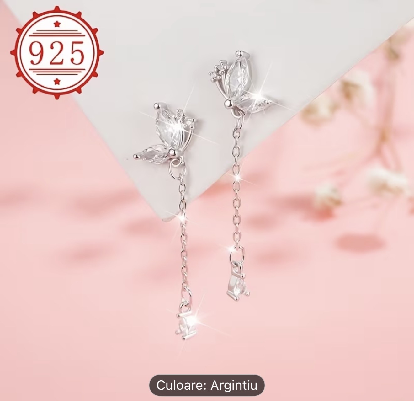 Cercei fluture din argint sterling