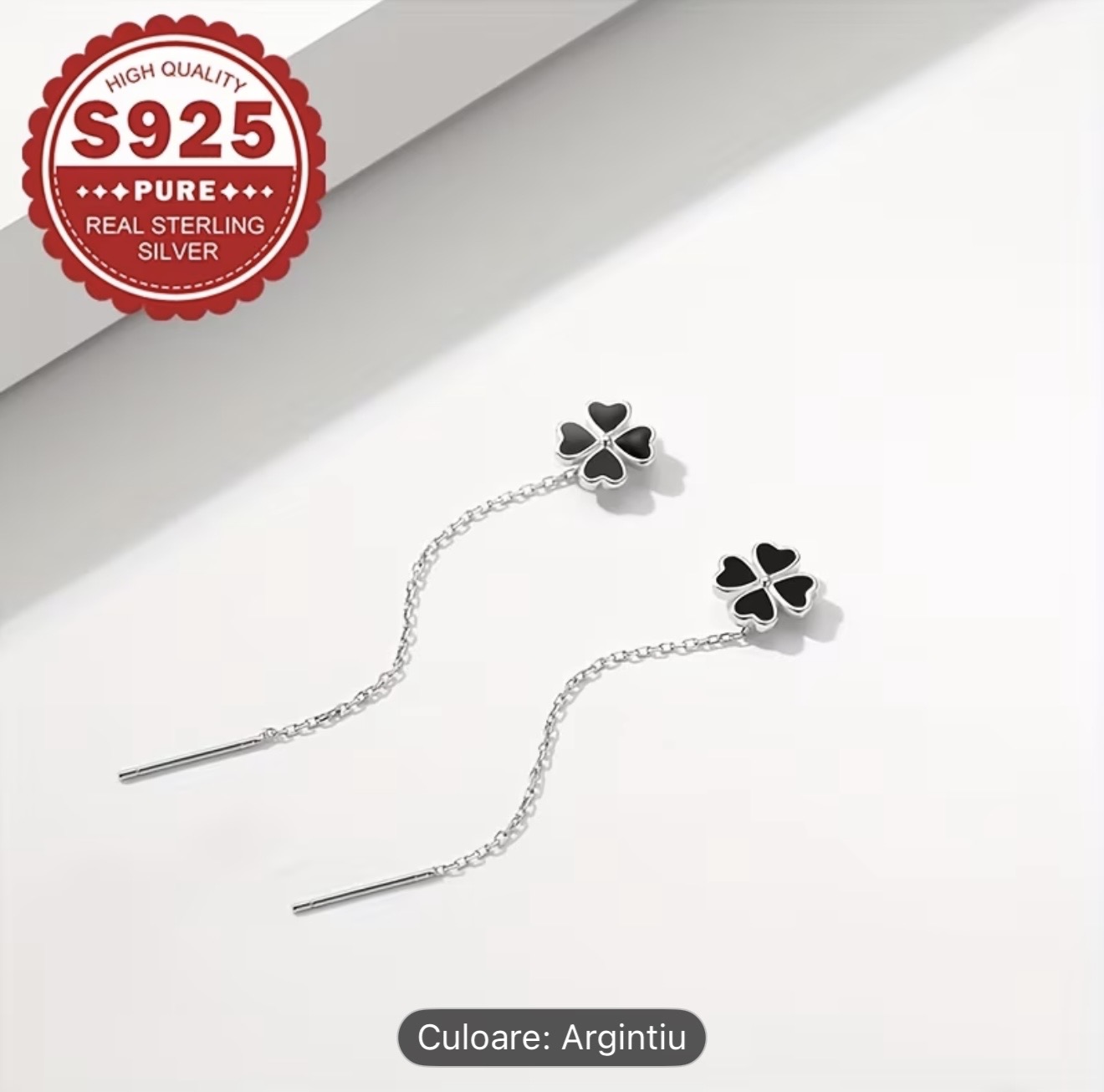 Cercei cu flori suspendate din argint sterling