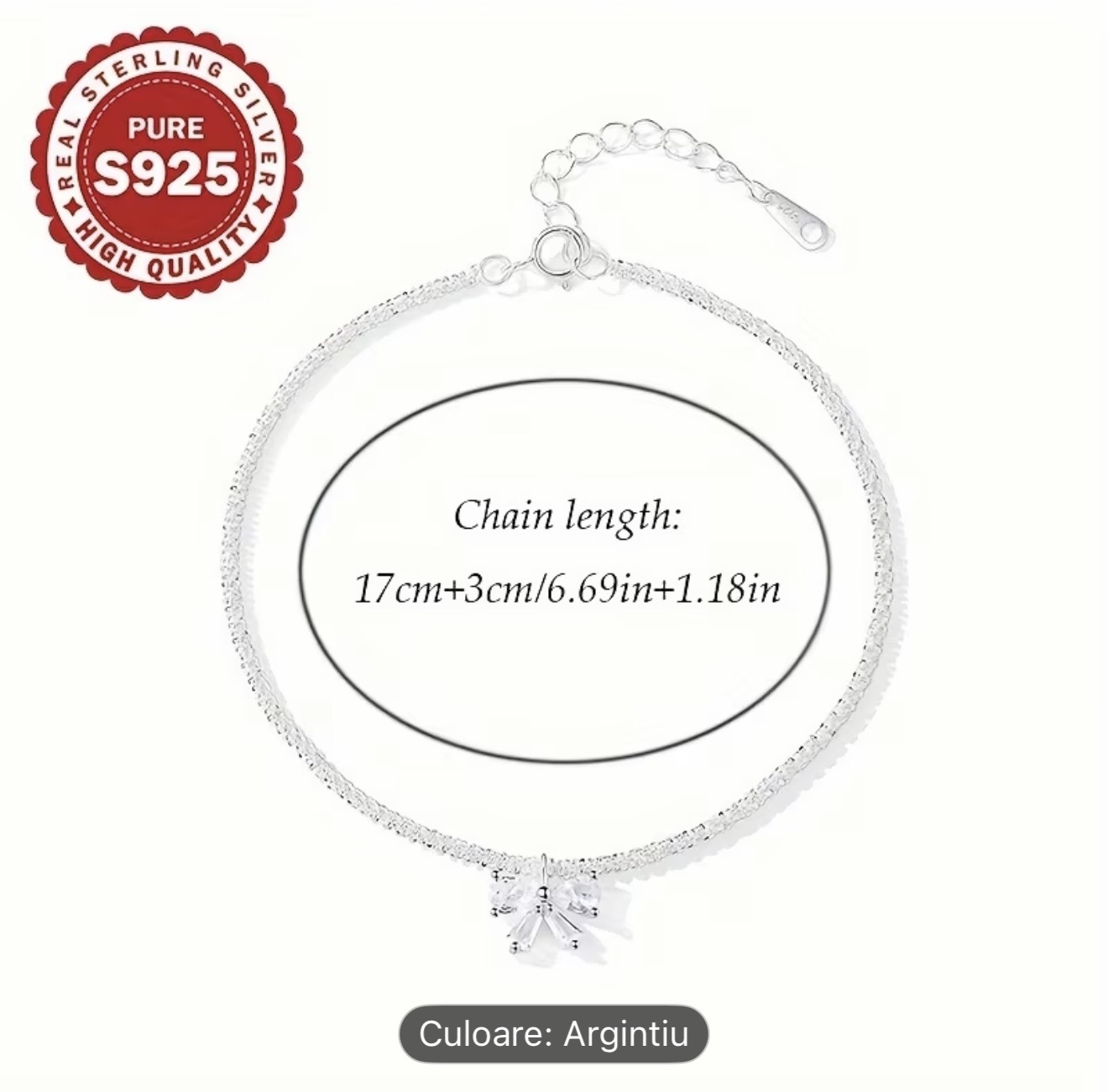 Brățară din argint sterlin cu trifoi cu patru foi