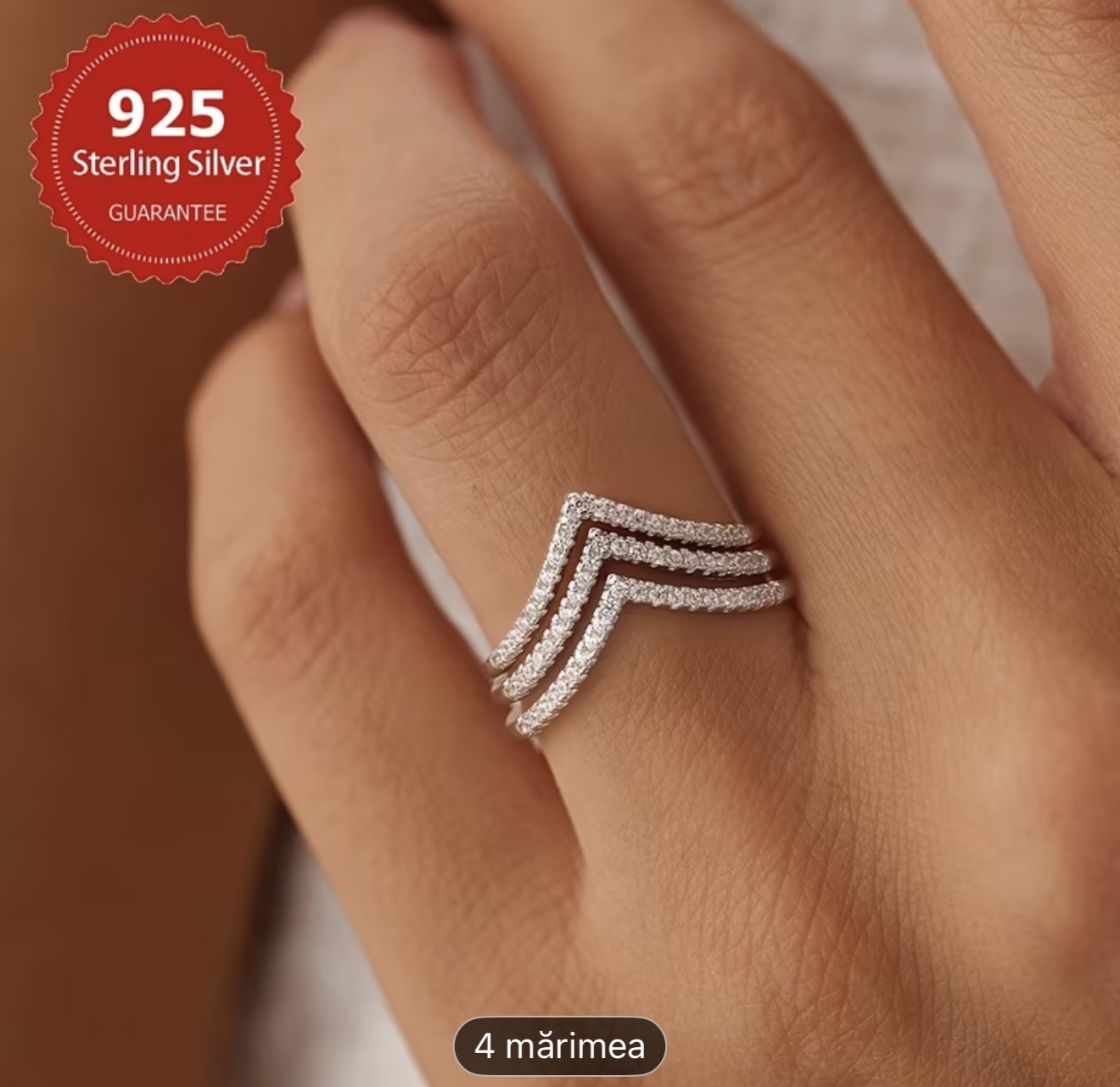 Inel din argint 925 în formă de V