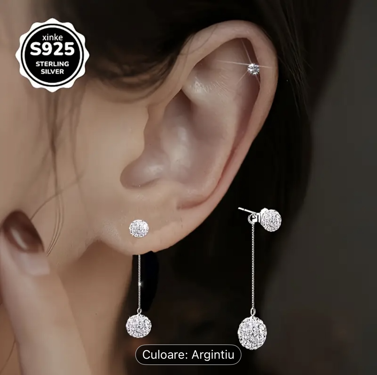 Cercei cu picătură de argint
