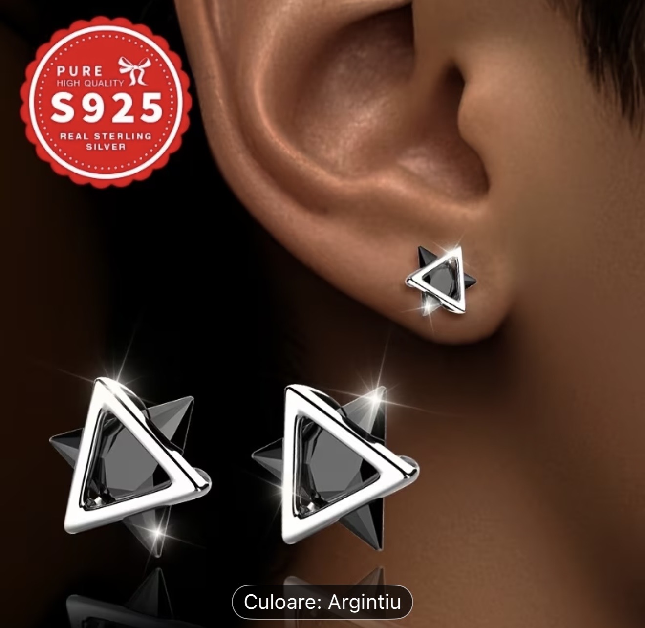 Cercei geometrici din argint sterling