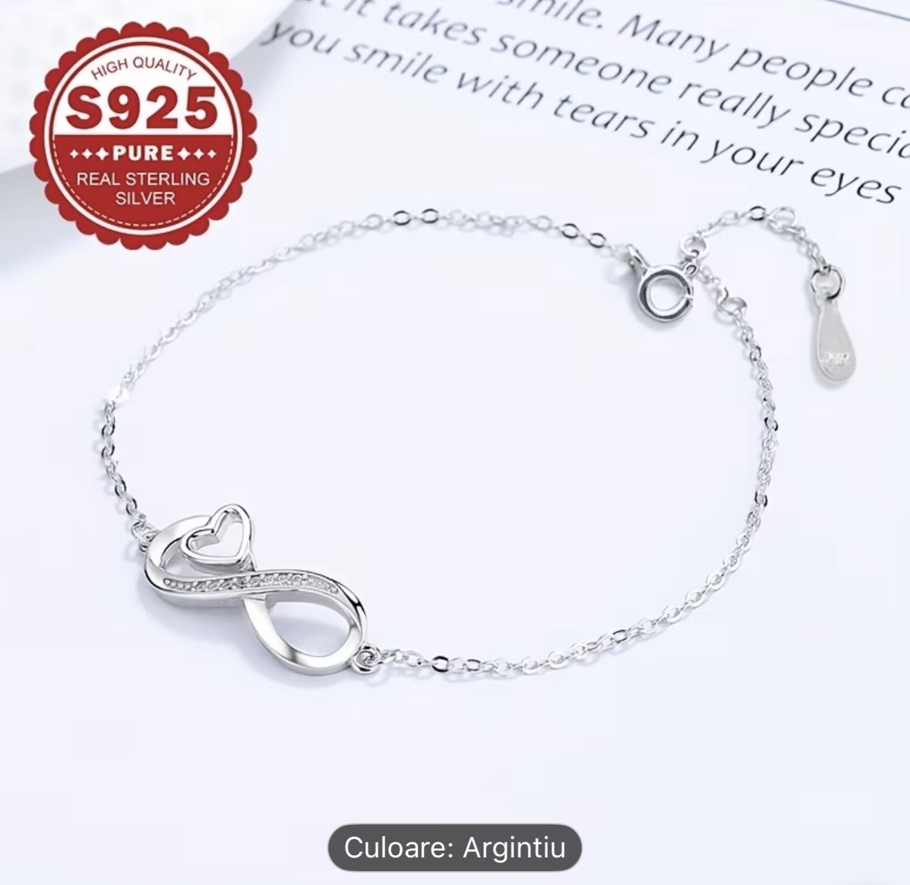 Brățară din argint 925 cu inimă infinită