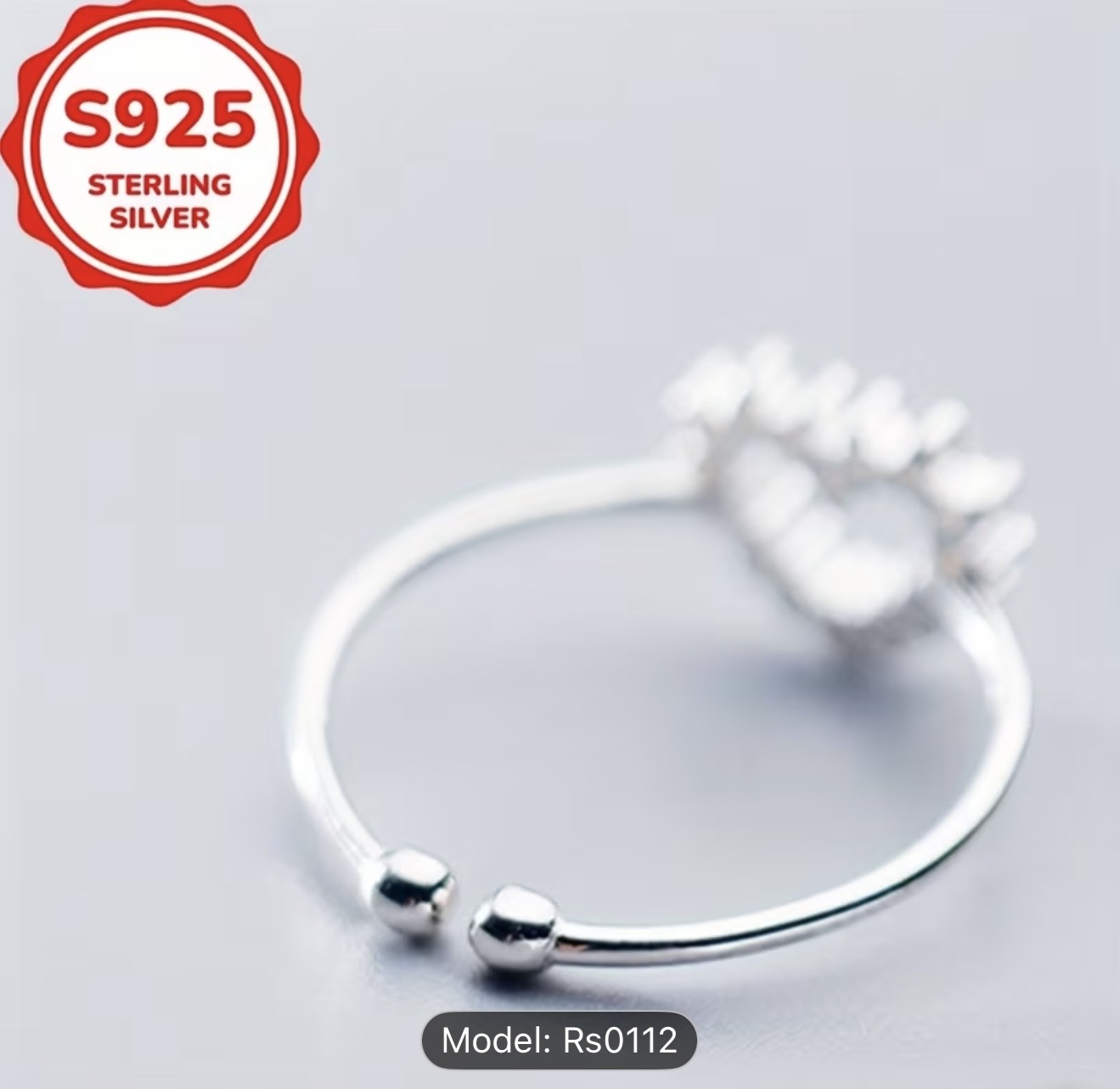 Inel inimă din argint sterling