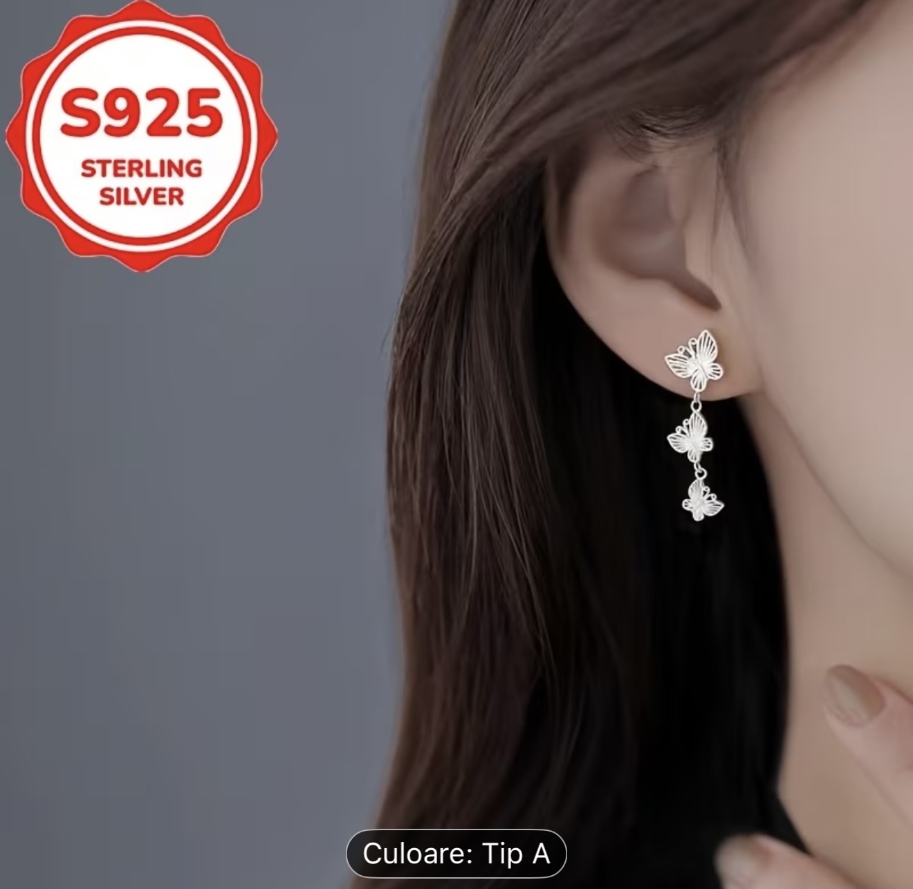 Cercei Fluture din Argint Sterling