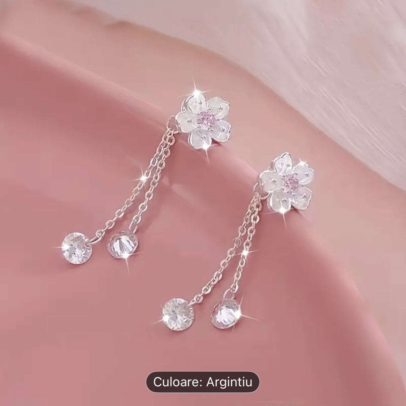 Cercei eleganti cu picături cu flori