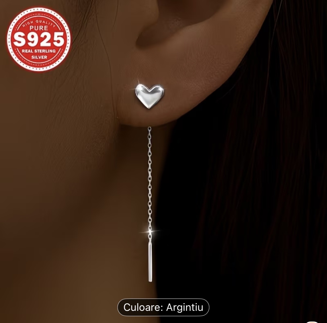 Cercei cu inimă din argint 925