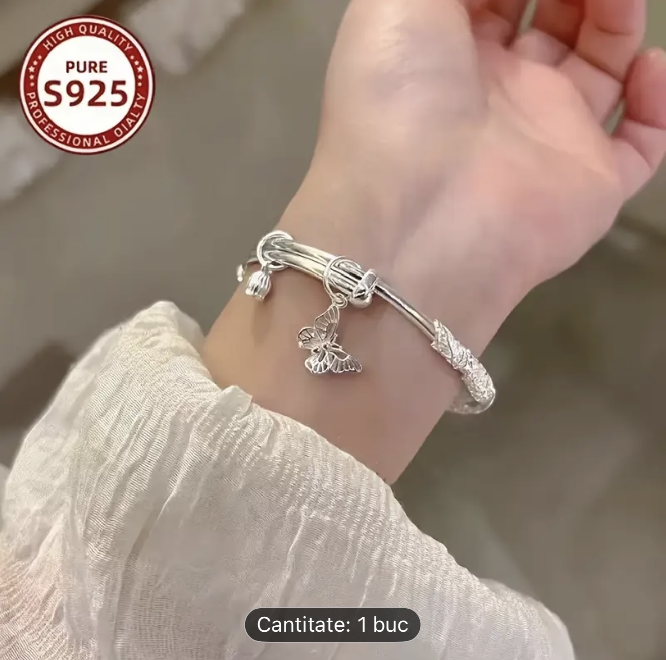 Brățară gravată din argint