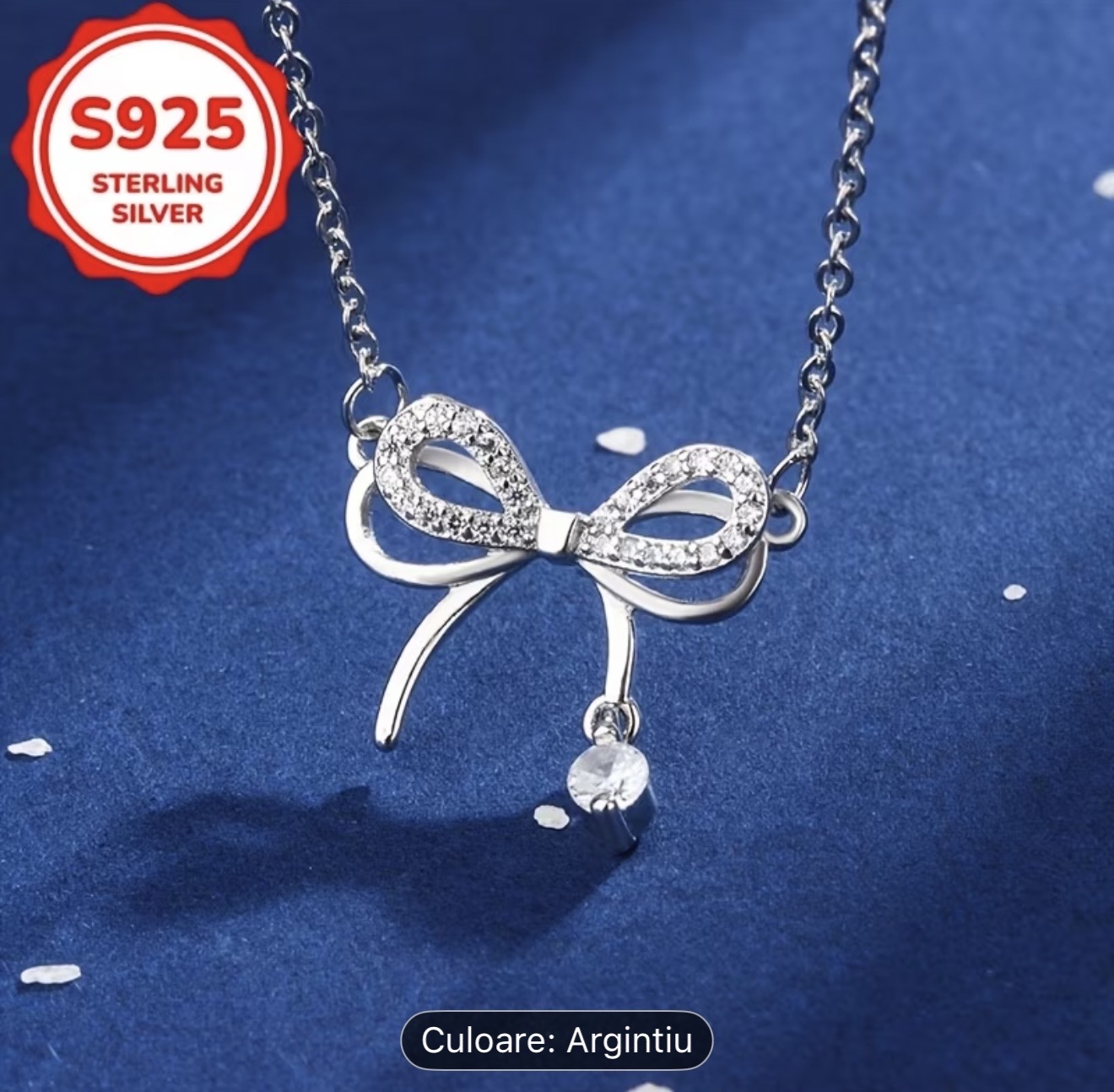 Colier cu fundă din argint 