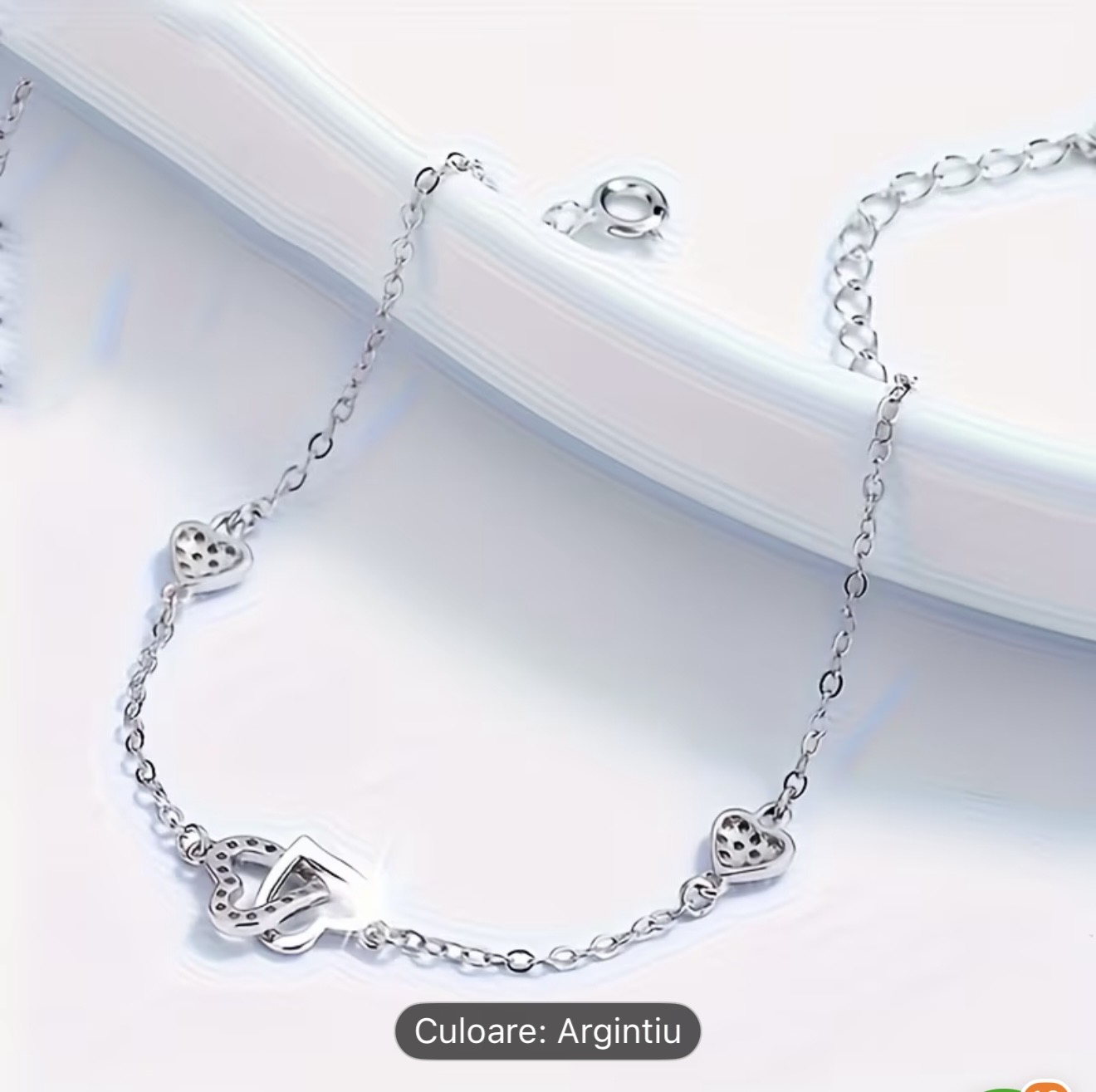 Brățară inimă de argint