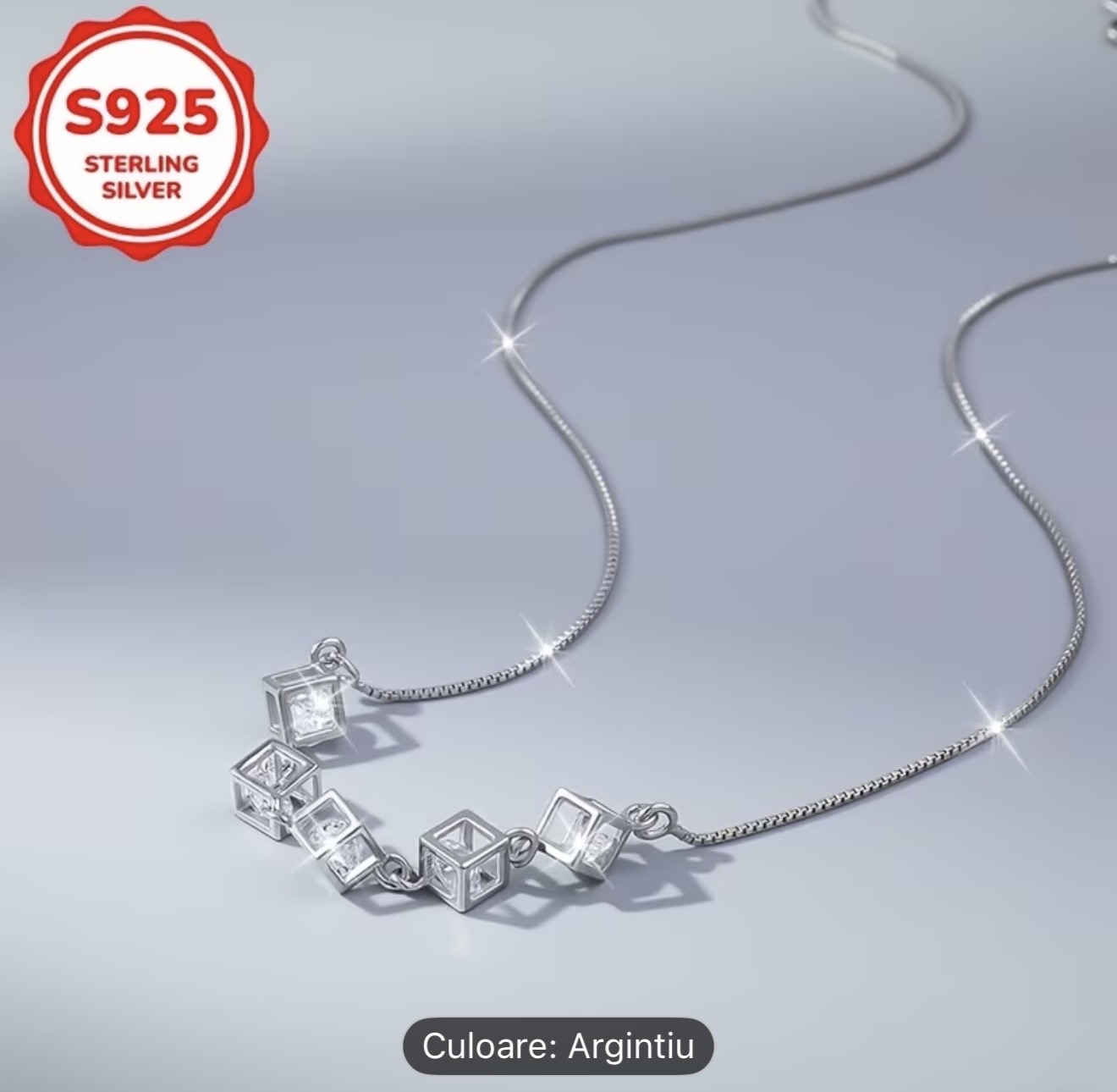 Colier geometric din argint
