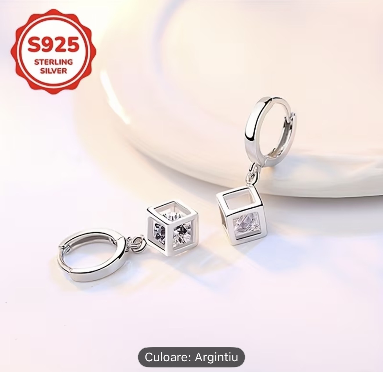 Cercei geometrici din argint 925